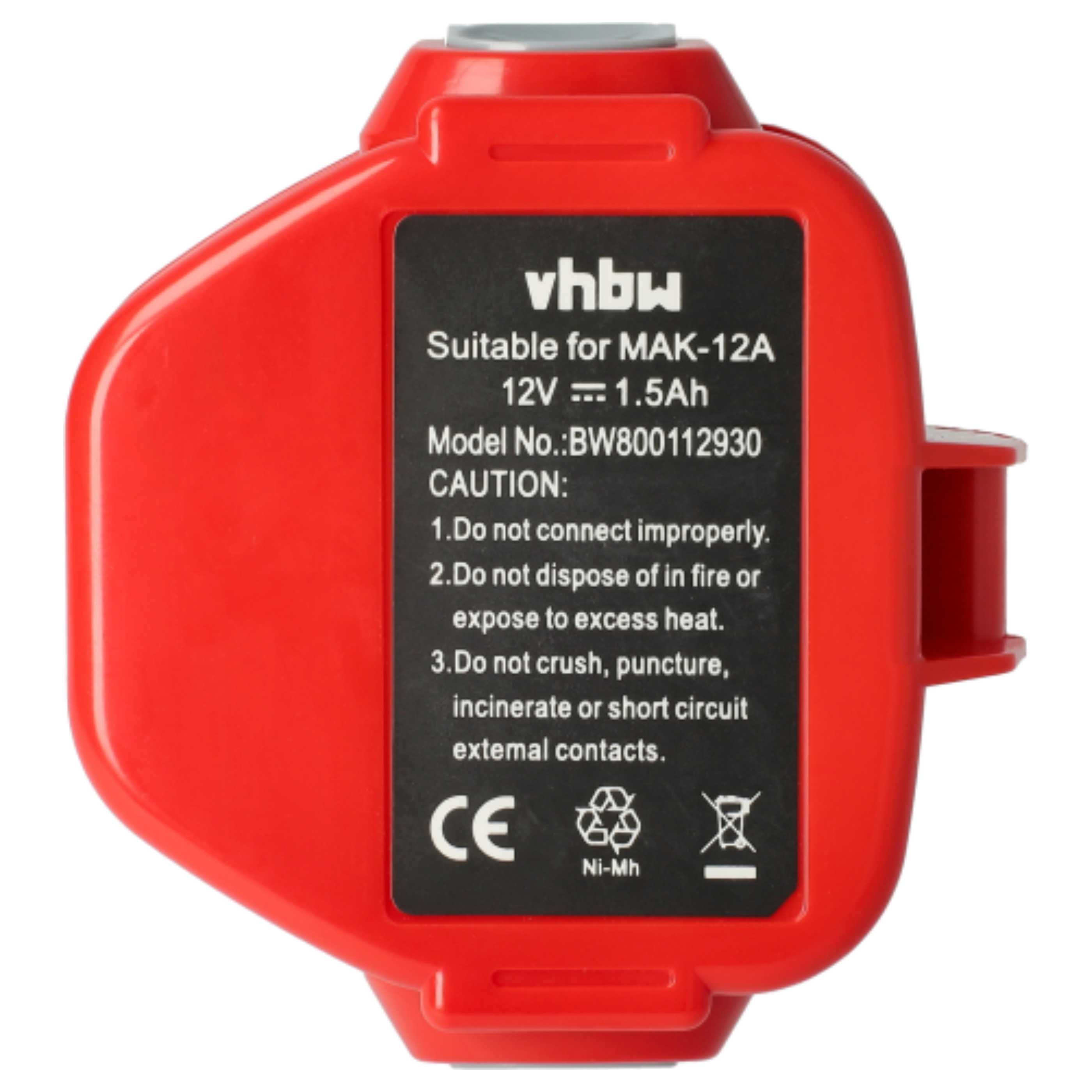 3x Battery replaces Klauke RA4, RA5, RA3 Electric Power Tool - 1500 mAh, 12 V, NiMH