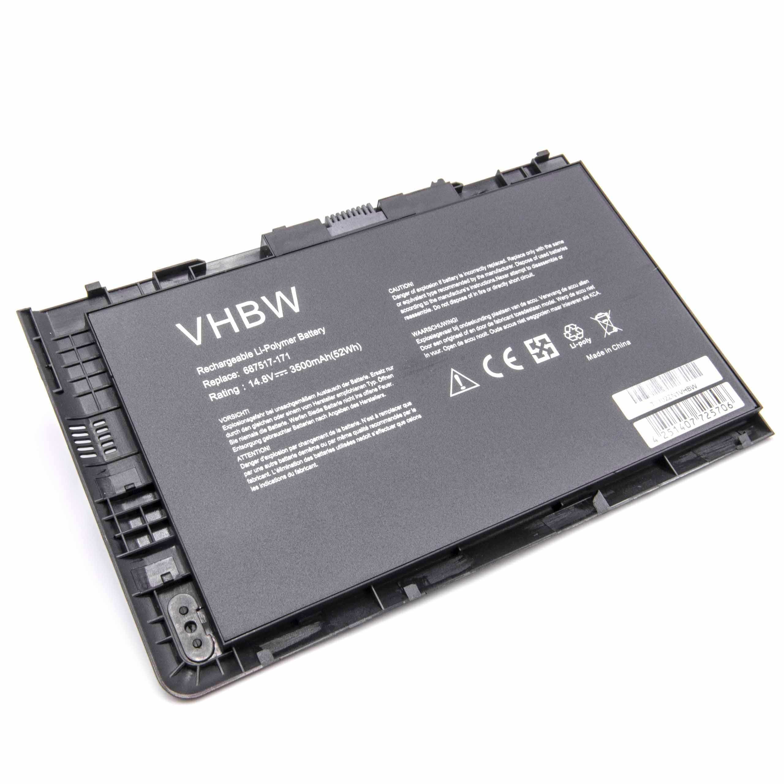 Batterie remplace HP 687517-171, 687517-1C1 pour ordinateur portable - 3500mAh 14,8V Li-polymère, noir