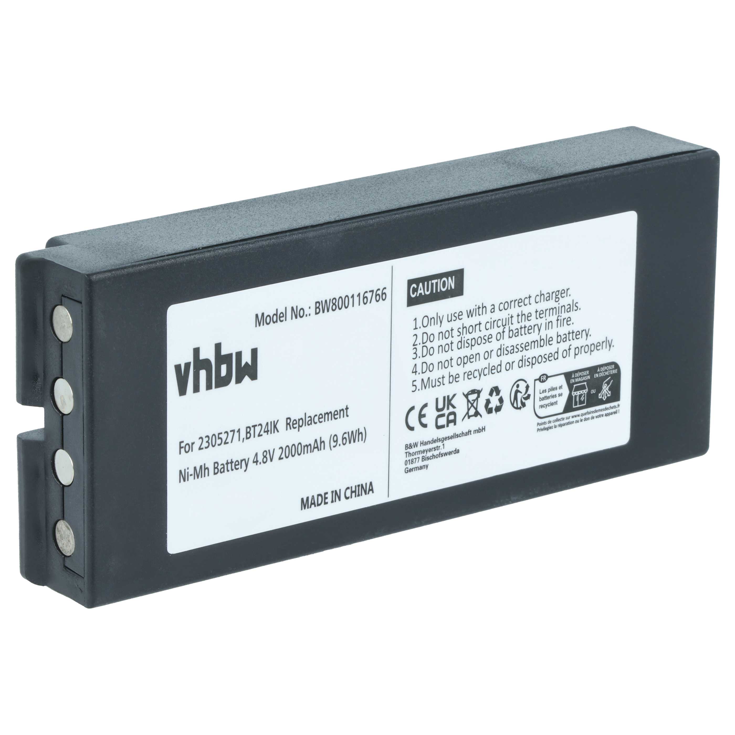 Batería reemplaza Danfoss 2305271, BT24IK sistema control - 2000mAh 4,8V NiMH