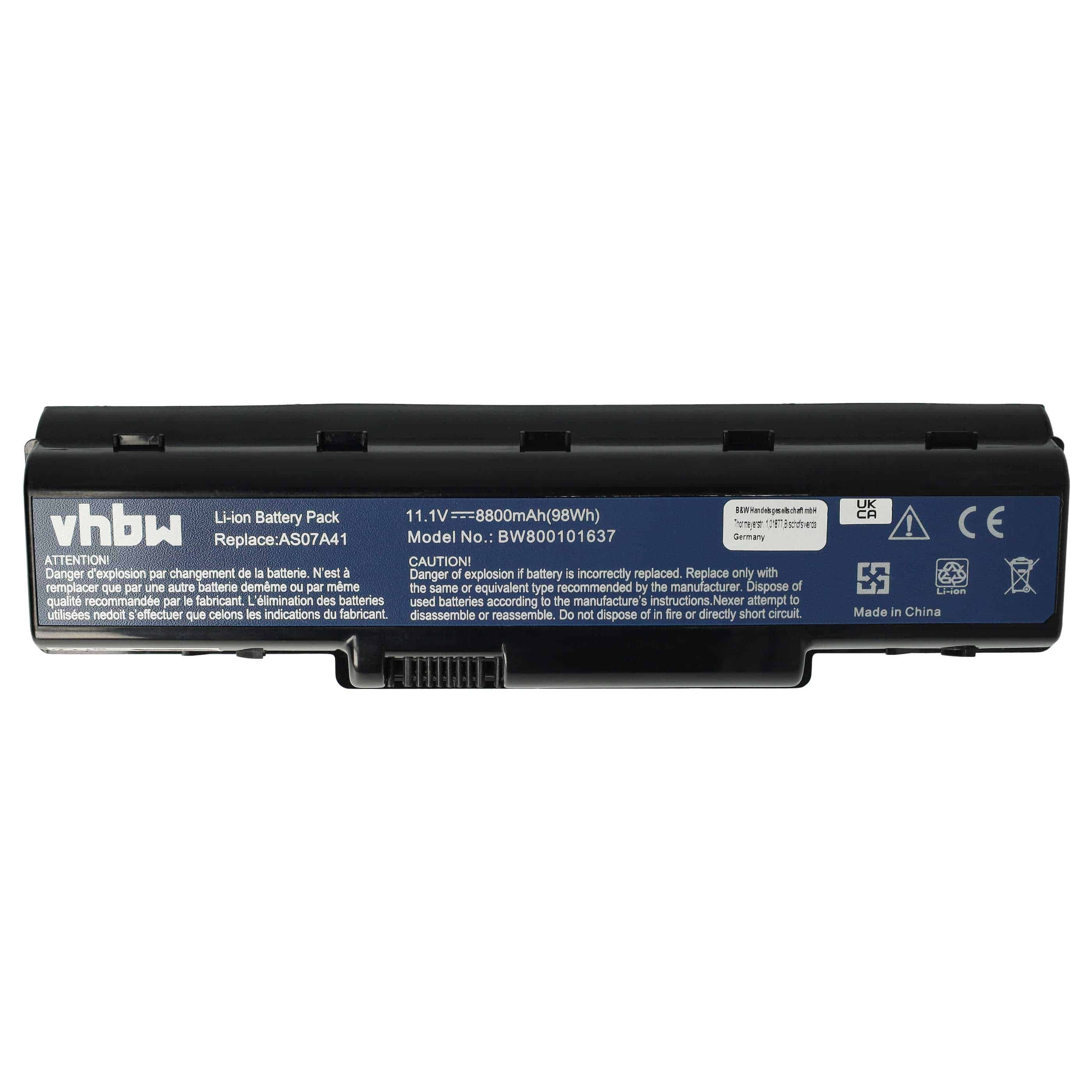 Akumulator do laptopa zamiennik Acer AS07A31, AS07A32, AS07A42, AS07A41 - 8800 mAh 11,1 V Li-Ion, czarny