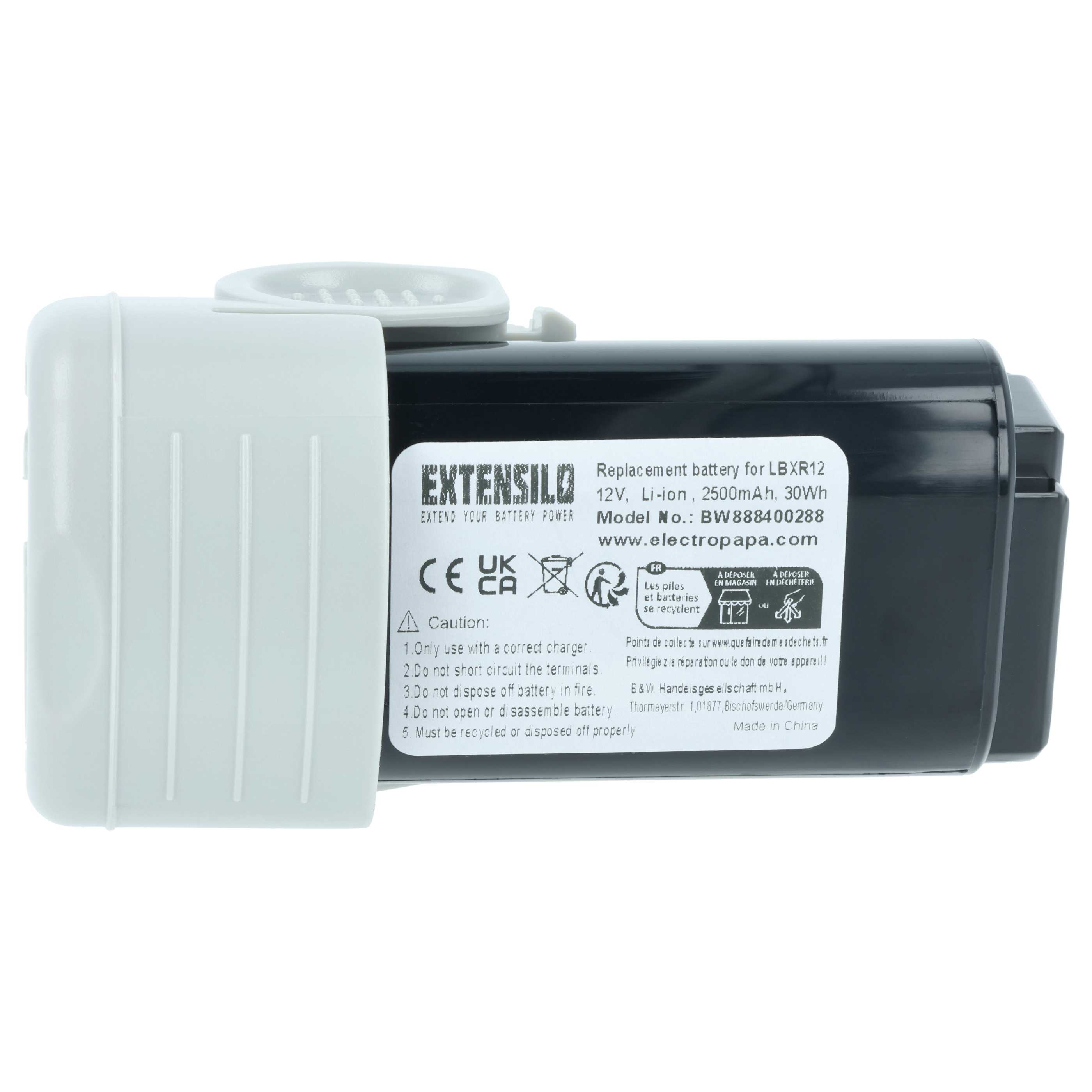2x Battery replaces Black & Decker BL1310, BL1110, BL1510, LB12 Electric Power Tool - 2500 mAh, 12 V, Li-Ion