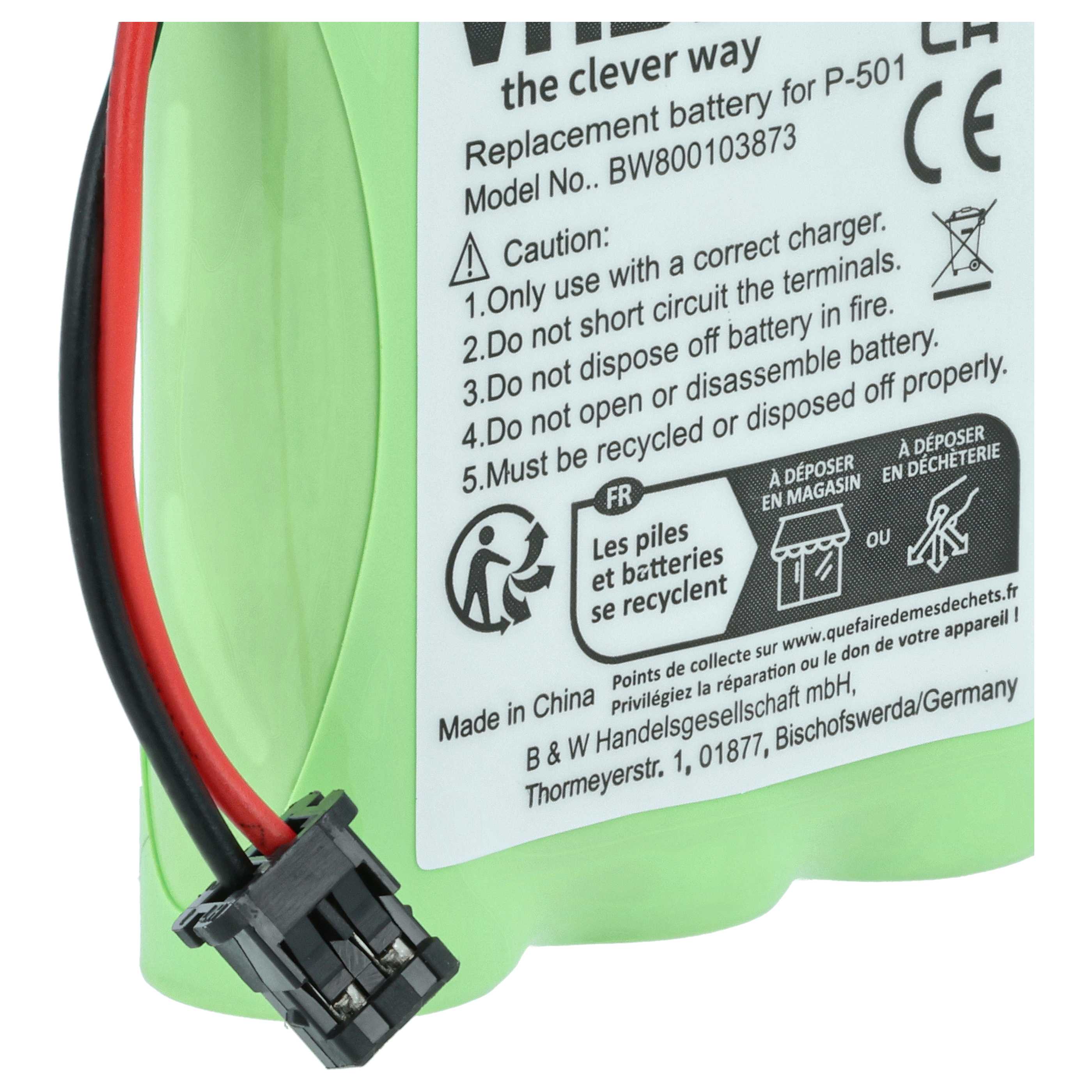 Batería reemplaza BT-905, BP-T18, BP-T24, BT-15, AAx3, BT-800 para Toshiba - 1300mAh 3,6V NiMH, 3x celdas
