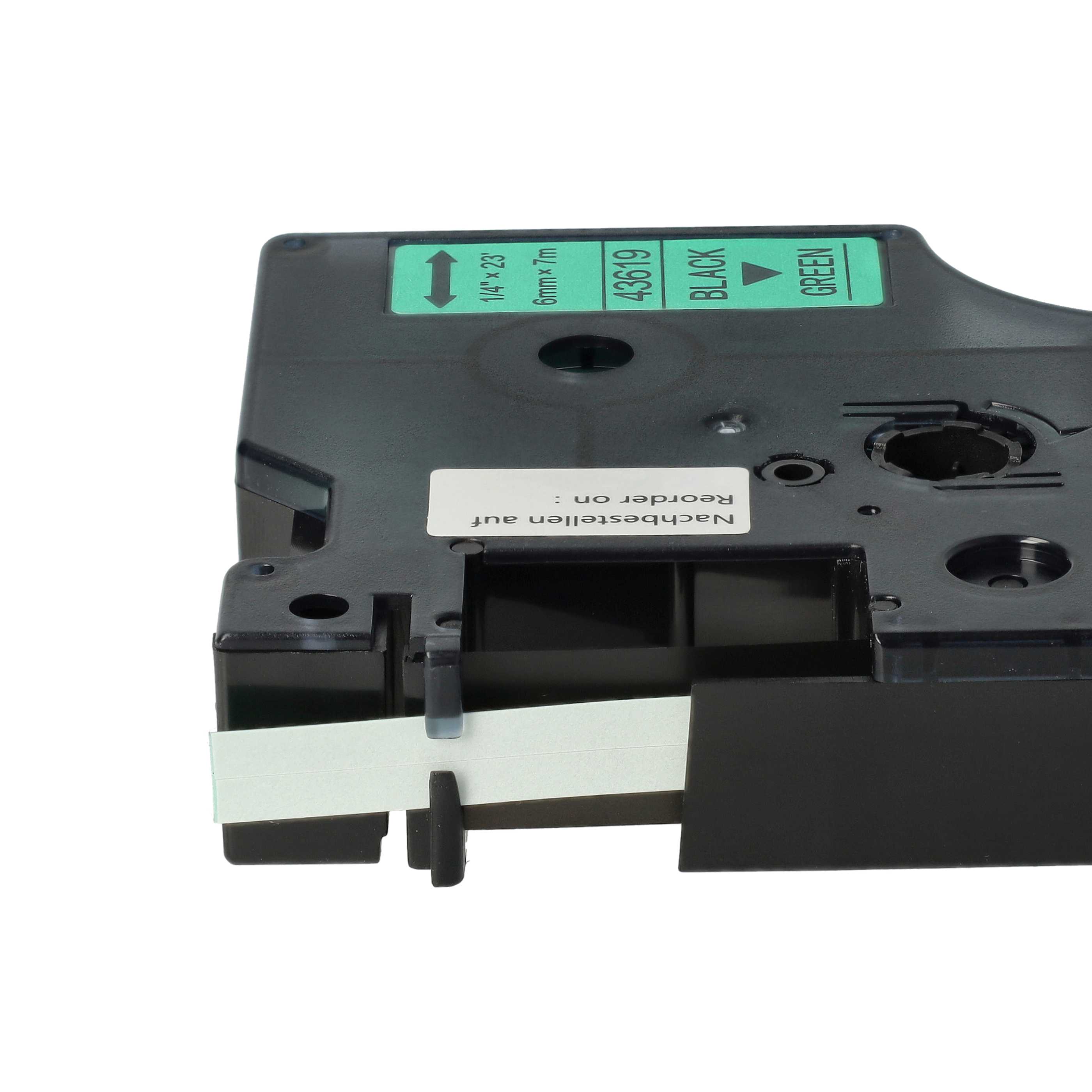 Label Tape replaces Dymo 43619, D1 - 6 mm Black to Green