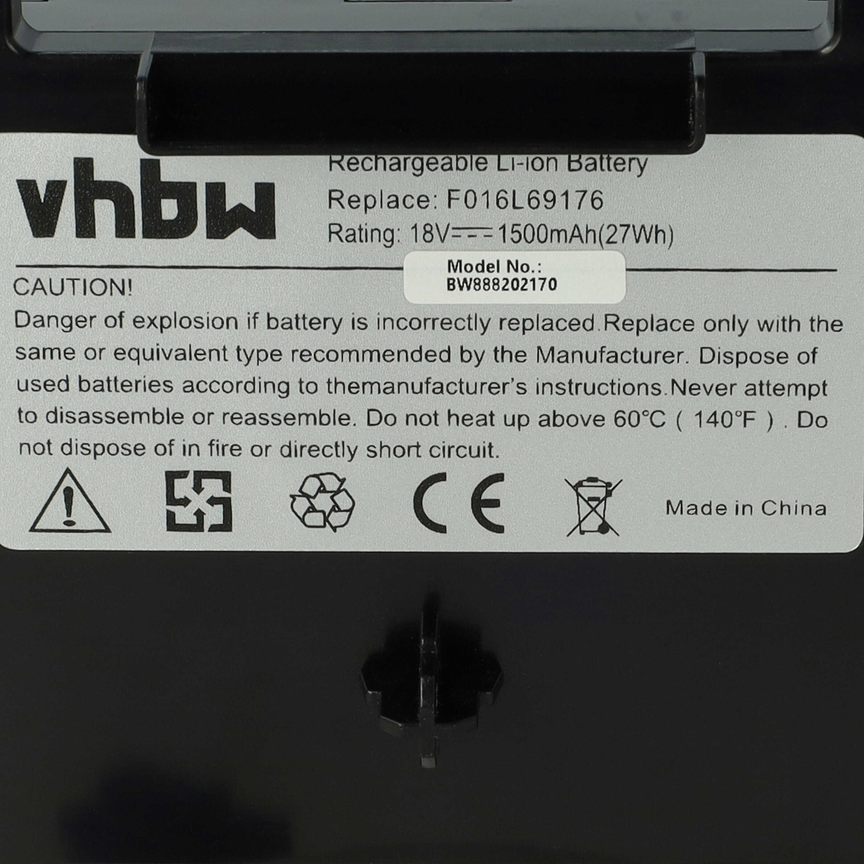 Lawnmower Battery Replacement for Bosch F016L69176, F016104898, F 016 104 898 - 1500mAh 18V Li-Ion
