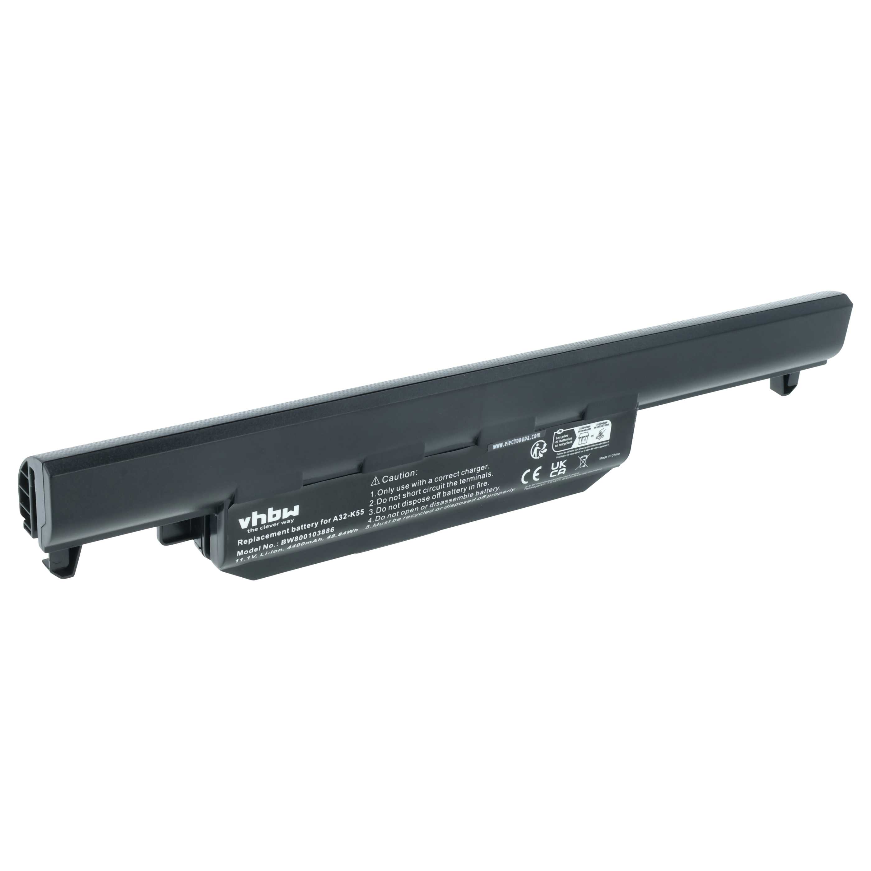 Batteria sostituisce Asus A33-K55, A32-K55, A41-K55 per notebook - 4400mAh 11,1V Li-Ion nero