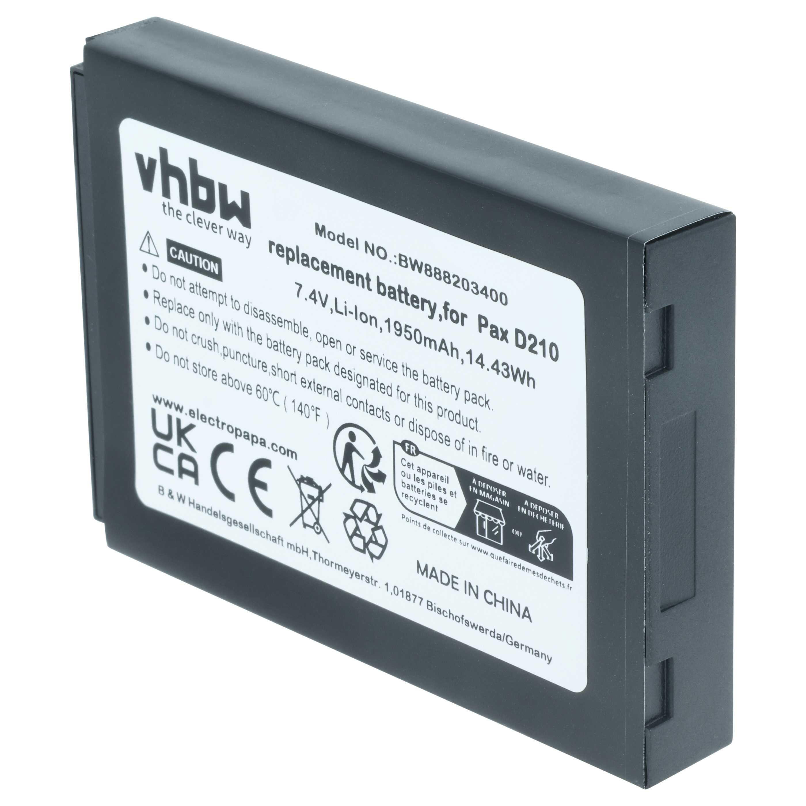 5x Batteries remplace Pax IS524, IS133 pour scanner de code-barre Pax - 1750mAh 7,4V