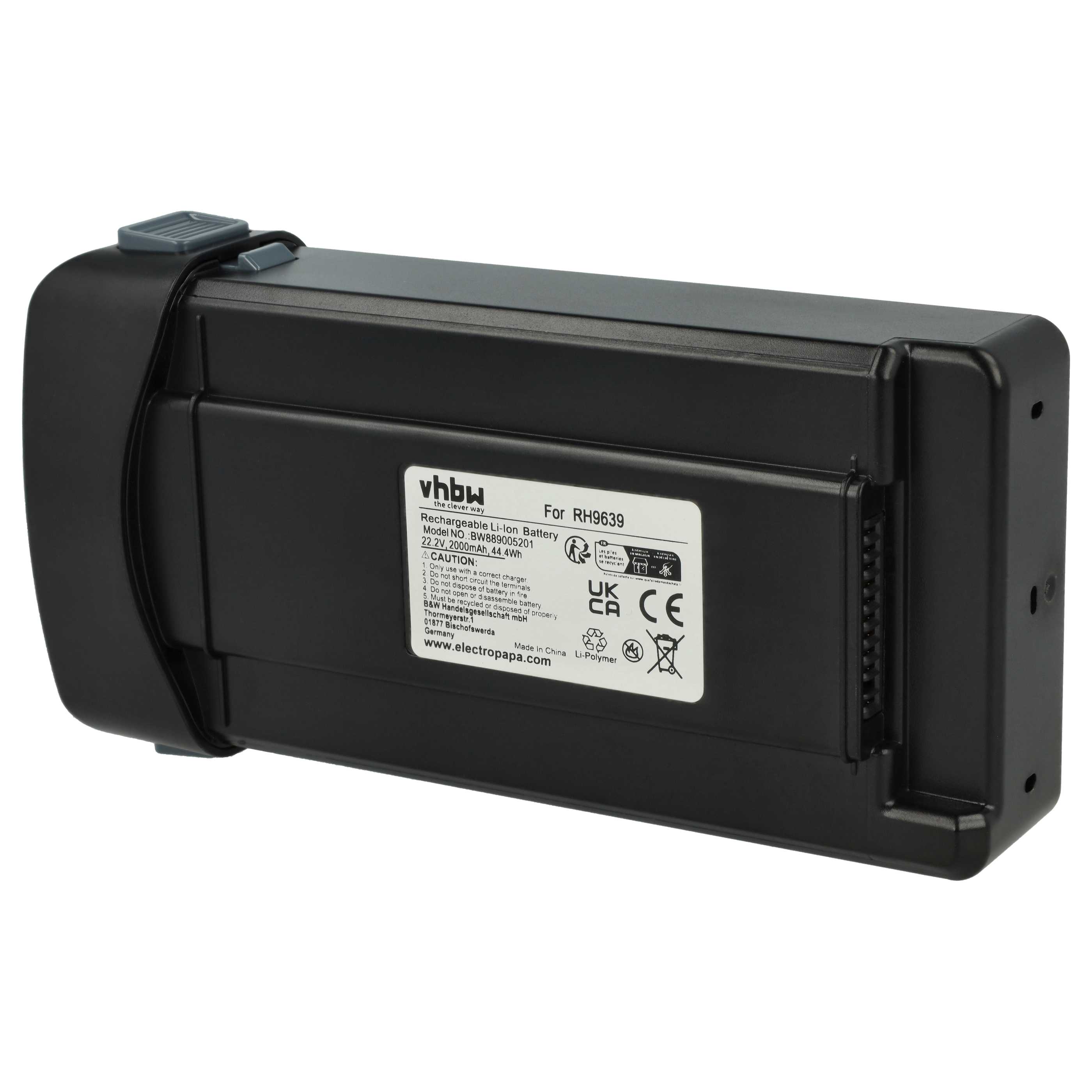 Battery replaces ZR307G01, RS-2230002213, ZR009700, SS-2230002963 for Tefal etc. 2000mAh, 22.2V, Li-Ion