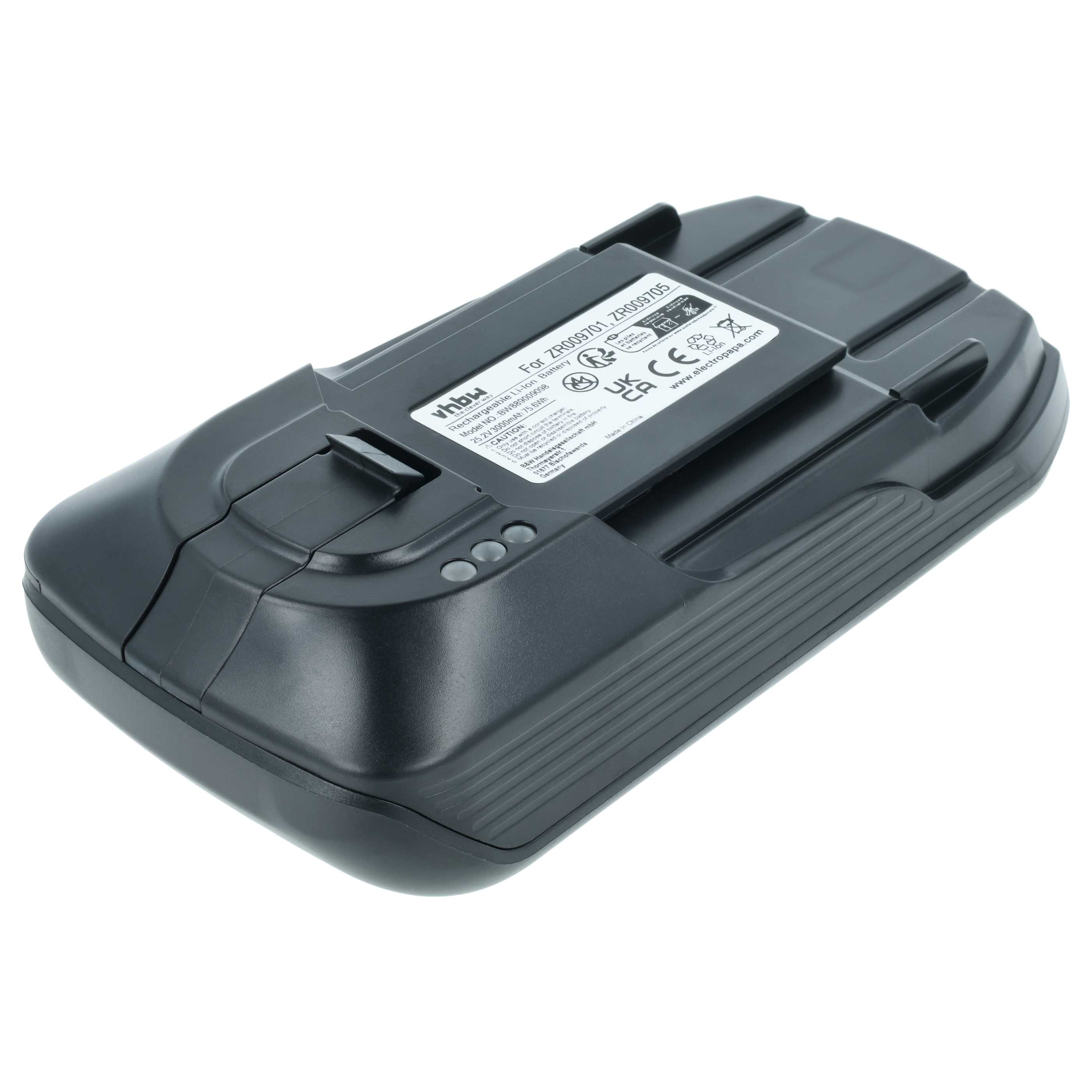 Battery replaces Rowenta ZR009705, ZR009701 for Rowenta 3000mAh, 25.2V, Li-Ion