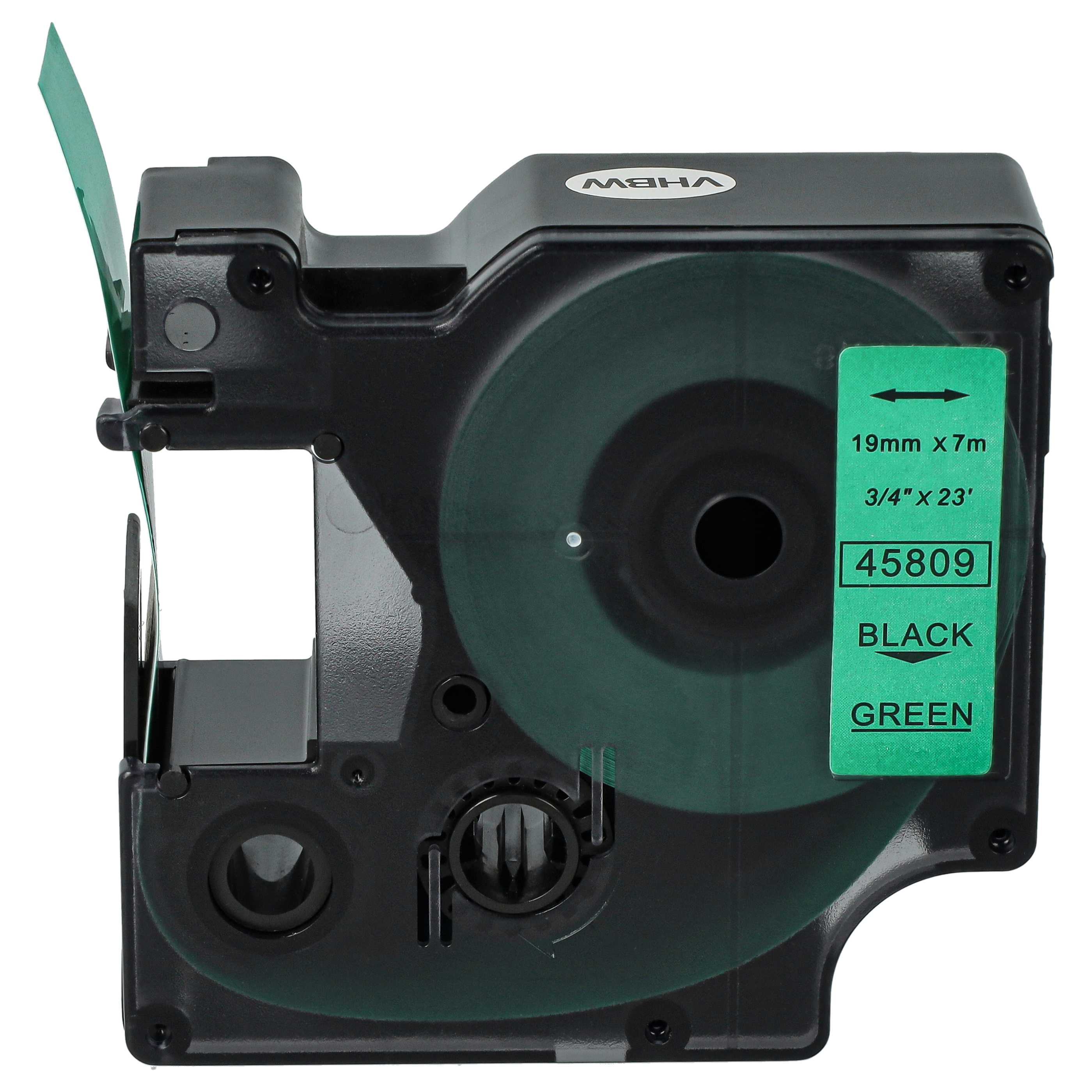 Label Tape replaces Dymo 45809, D1 - 19 mm Black to Green