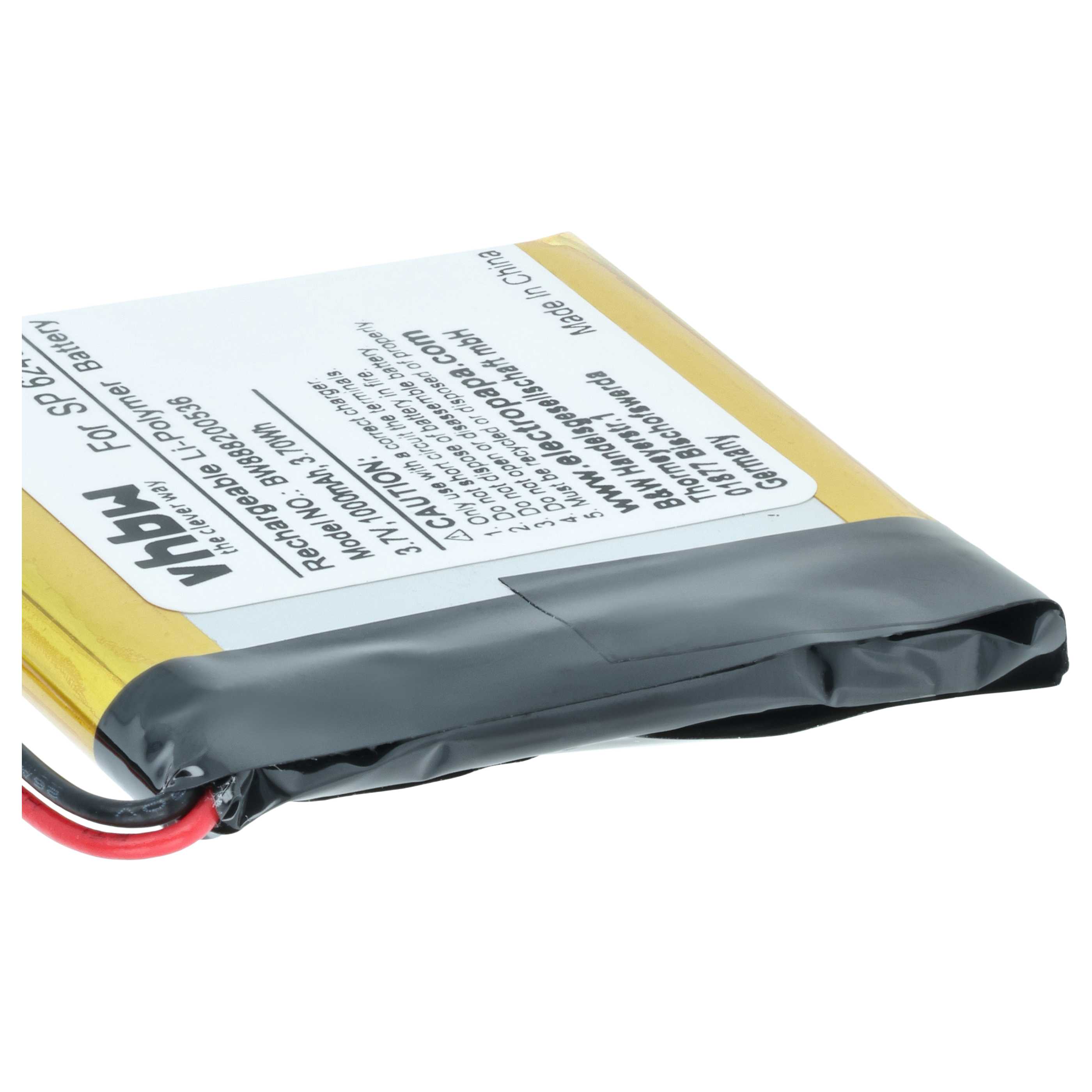 Batteria sostituisce Sony SM-03, LIS1662HNPC, 1588-0911 per auricolari cuffie - 1000mAh 3,7V Li-Poly