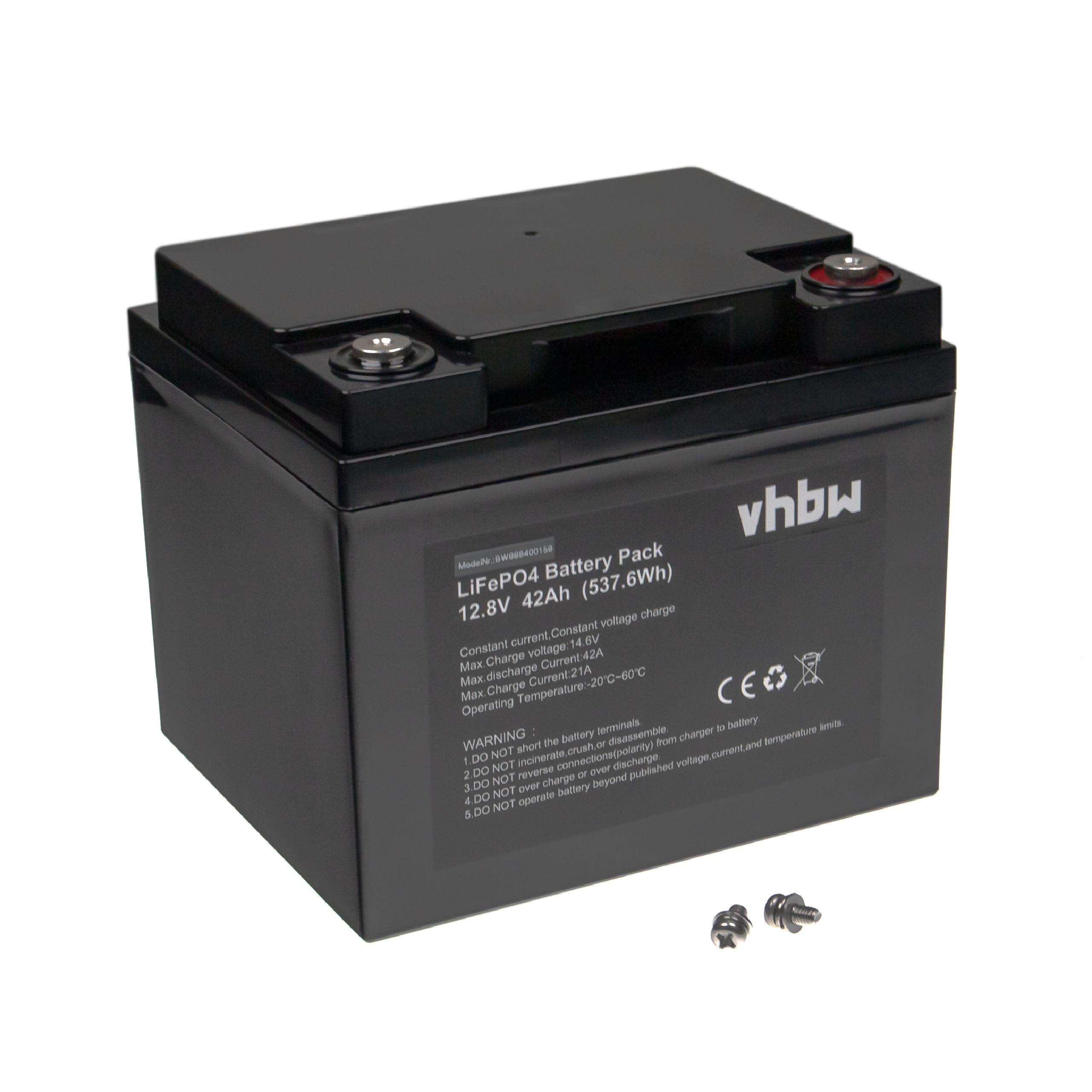 Bordbatterie Akku passend für Wohnmobil, Boot, Solaranlage - 42 Ah 12,8V LiFePO4, 42000mAh, schwarz