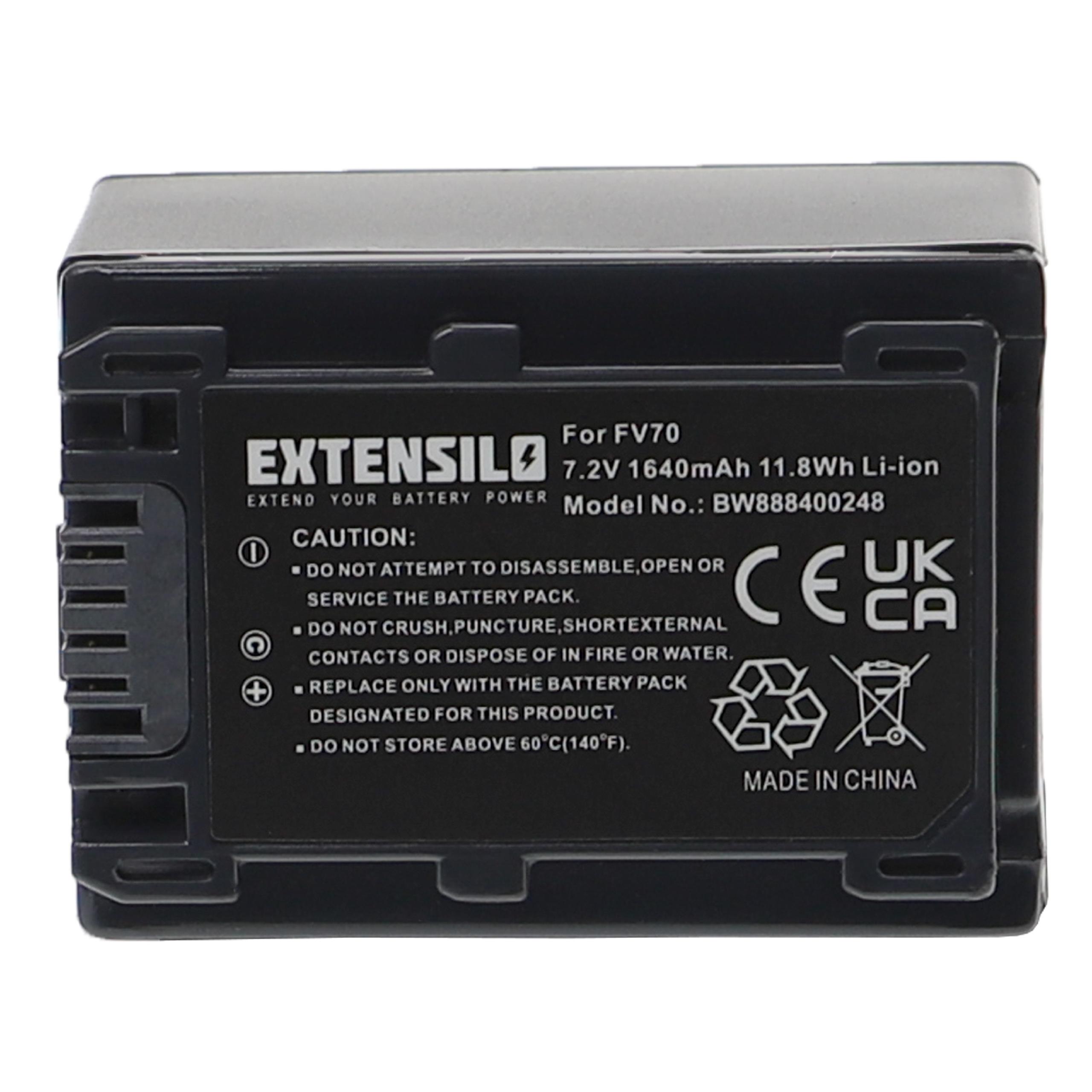 Battery Replacement for Sony NP-FH100, NP-FH50, NP-FV70, NP-FV50, NP-FH71, NP-FV100 - 1640mAh, 7.2V, Li-Ion