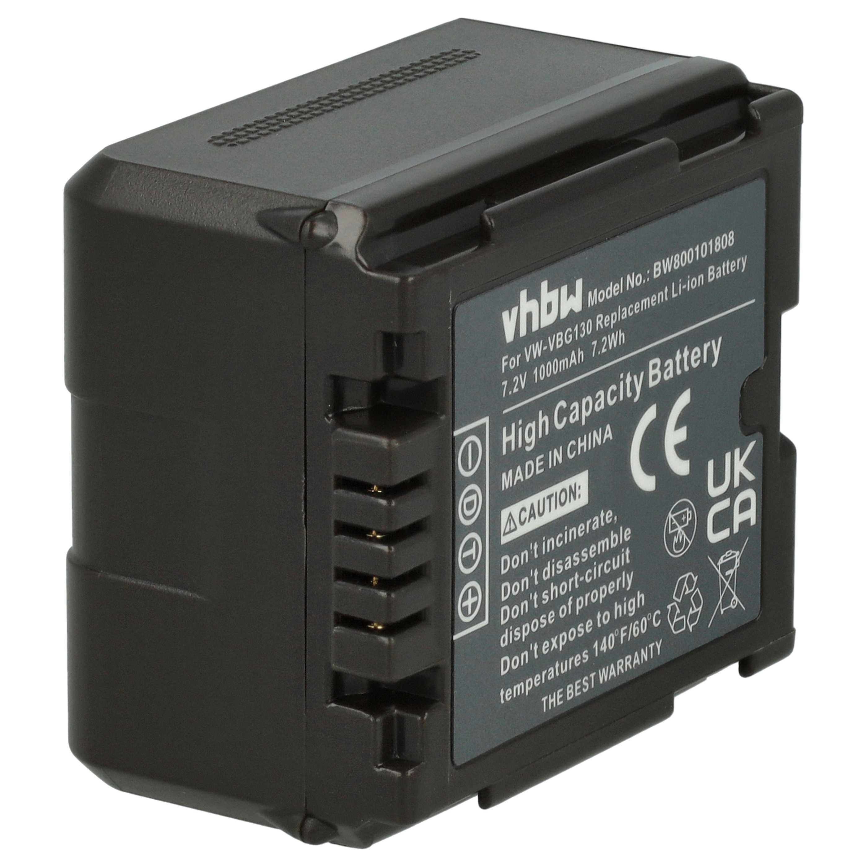 Videocamera 3x Battery replaces Panasonic VW-VBG070, VW-VBG130, VW-VBG260 - 1000 mAh 7.2 V Li-Ion