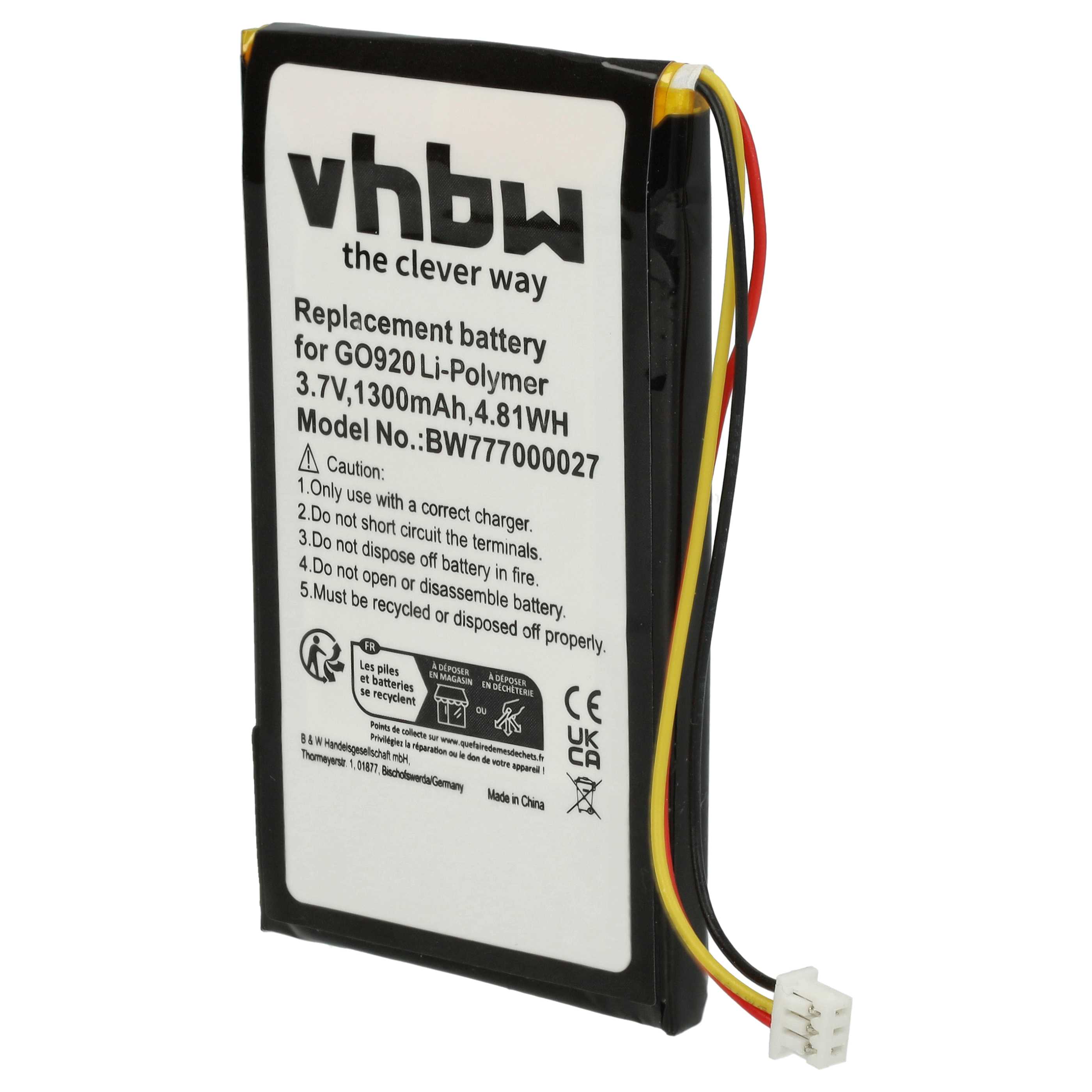Akumulator do nawigacji GPS TomTom - 1300 mAh 3,7 V LiPo