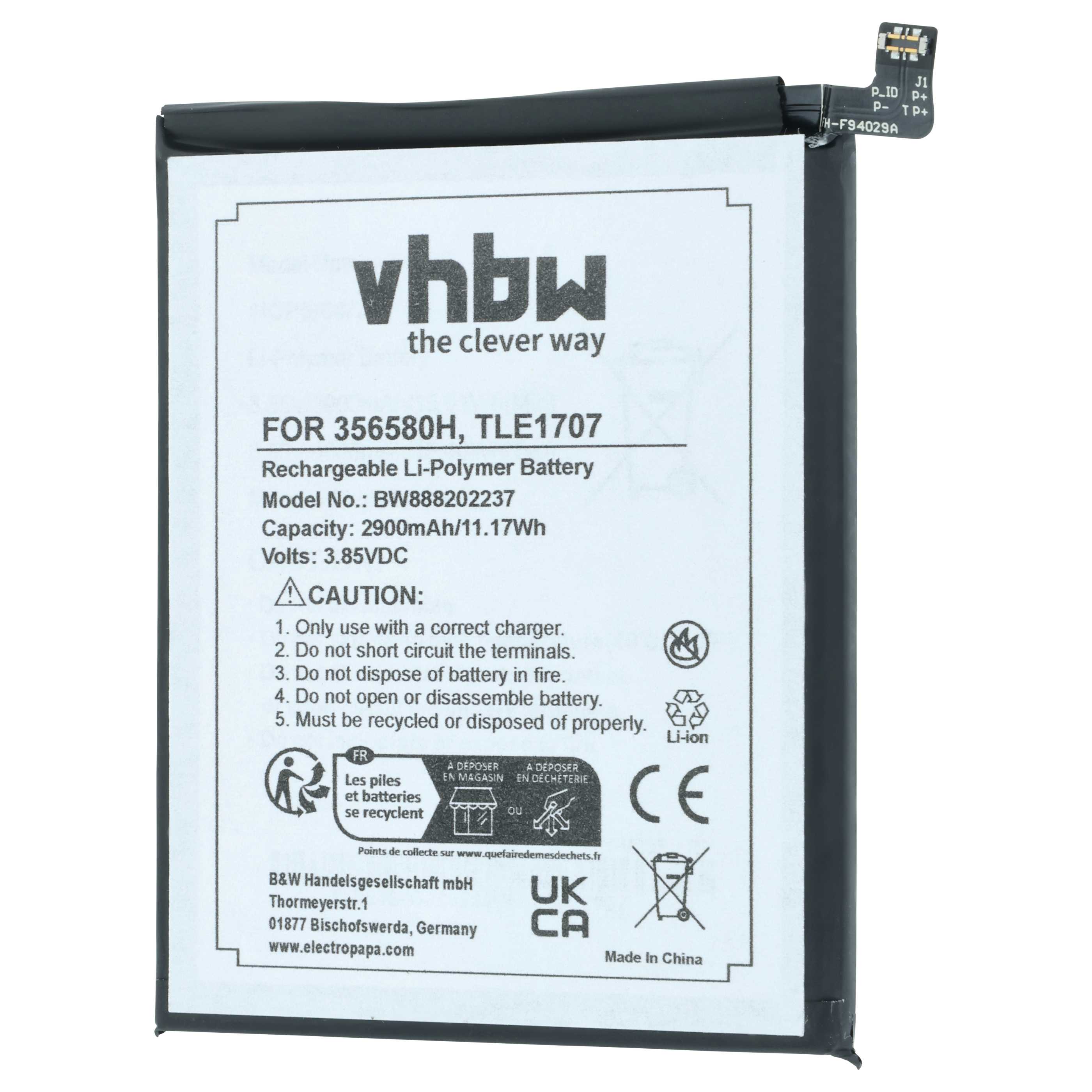 Akumulator do telefonu smartfona zamiennik Wiko 356580H, S104-Z37000-000, TLE1707 - 2900 mAh 3,85 V LiPo