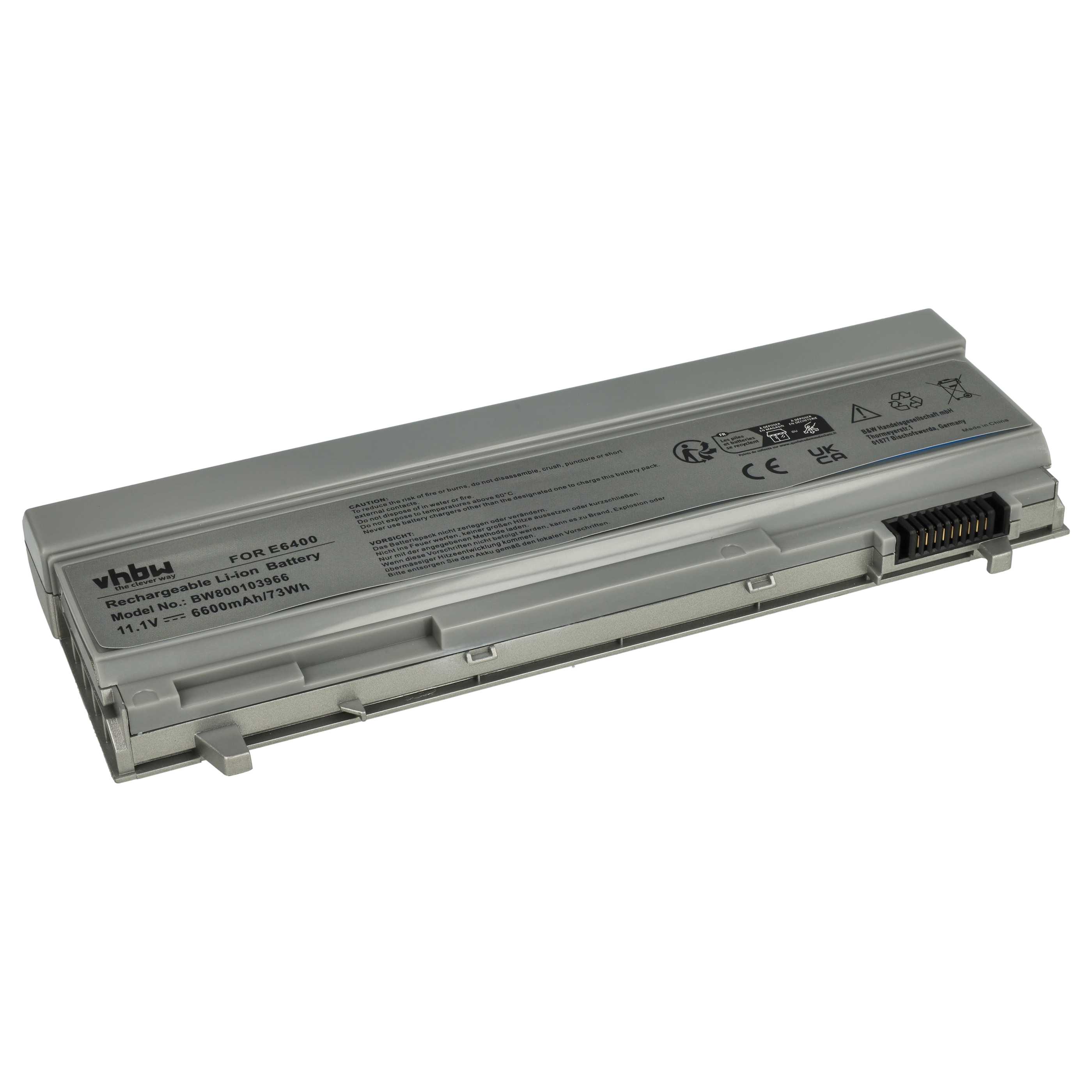 Batteria per notebook Dell Latitude E6400 - 6600mAh 11,1V Li-Ion argento grigio