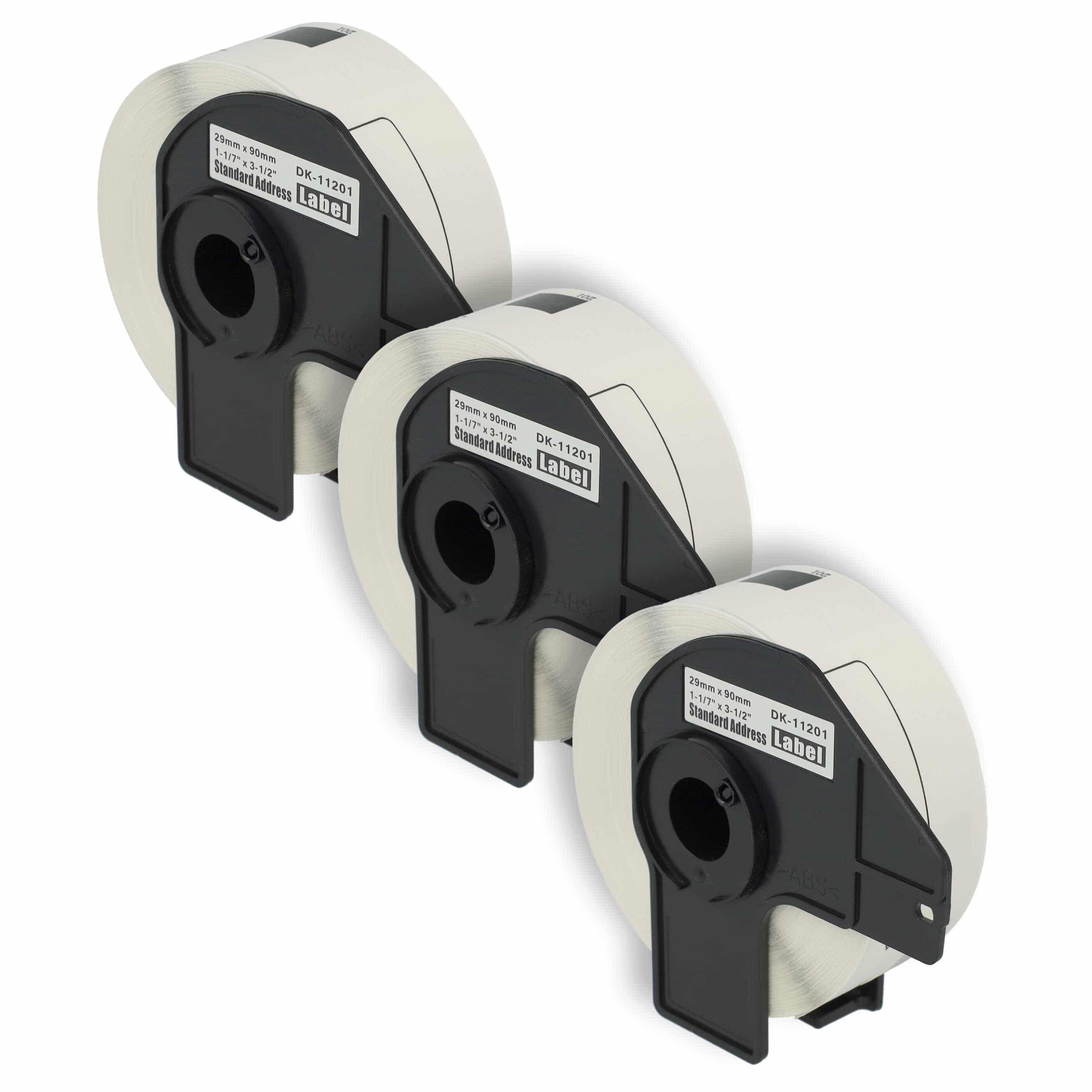 3x Label Roll replaces Brother DK-11201 Labeller - 29 mm x 90 mm + Holder