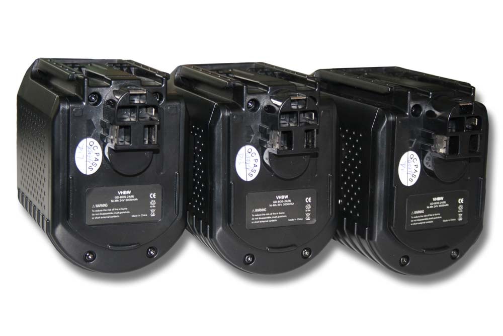 3x Battery replaces Bosch 2 607 335 082, 1617334082, 2607335082 Electric Power Tool - 3000 mAh, 24 V, NiMH
