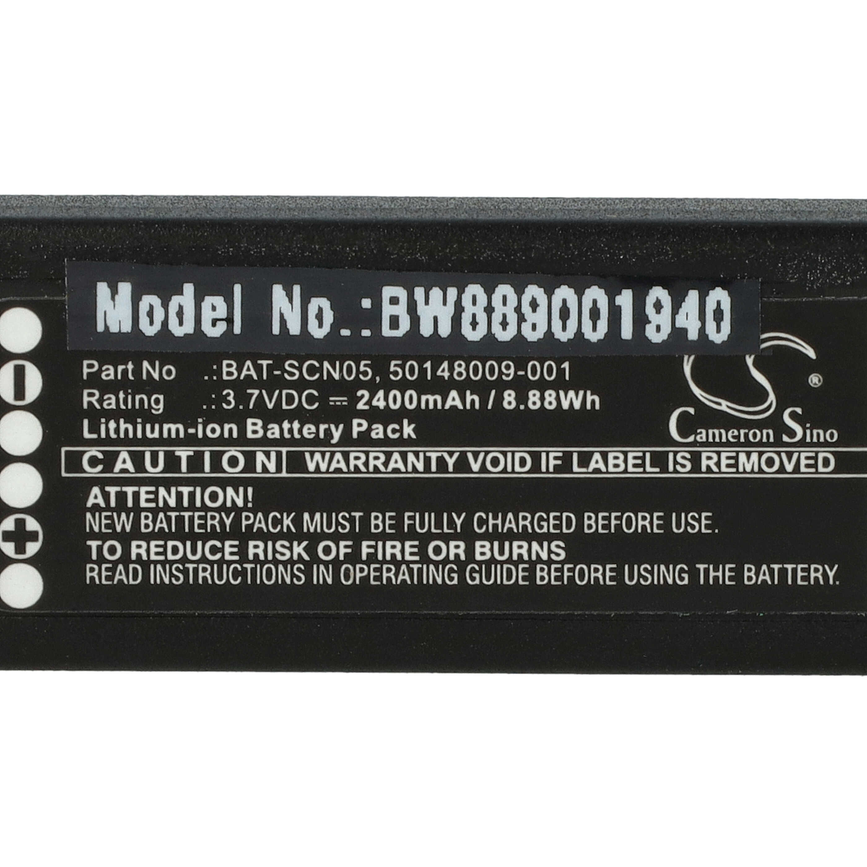 Batterie remplace Honeywell 50148009-001, BAT-SCN05 pour scanner de code-barre - 2400mAh 3,7V Li-ion