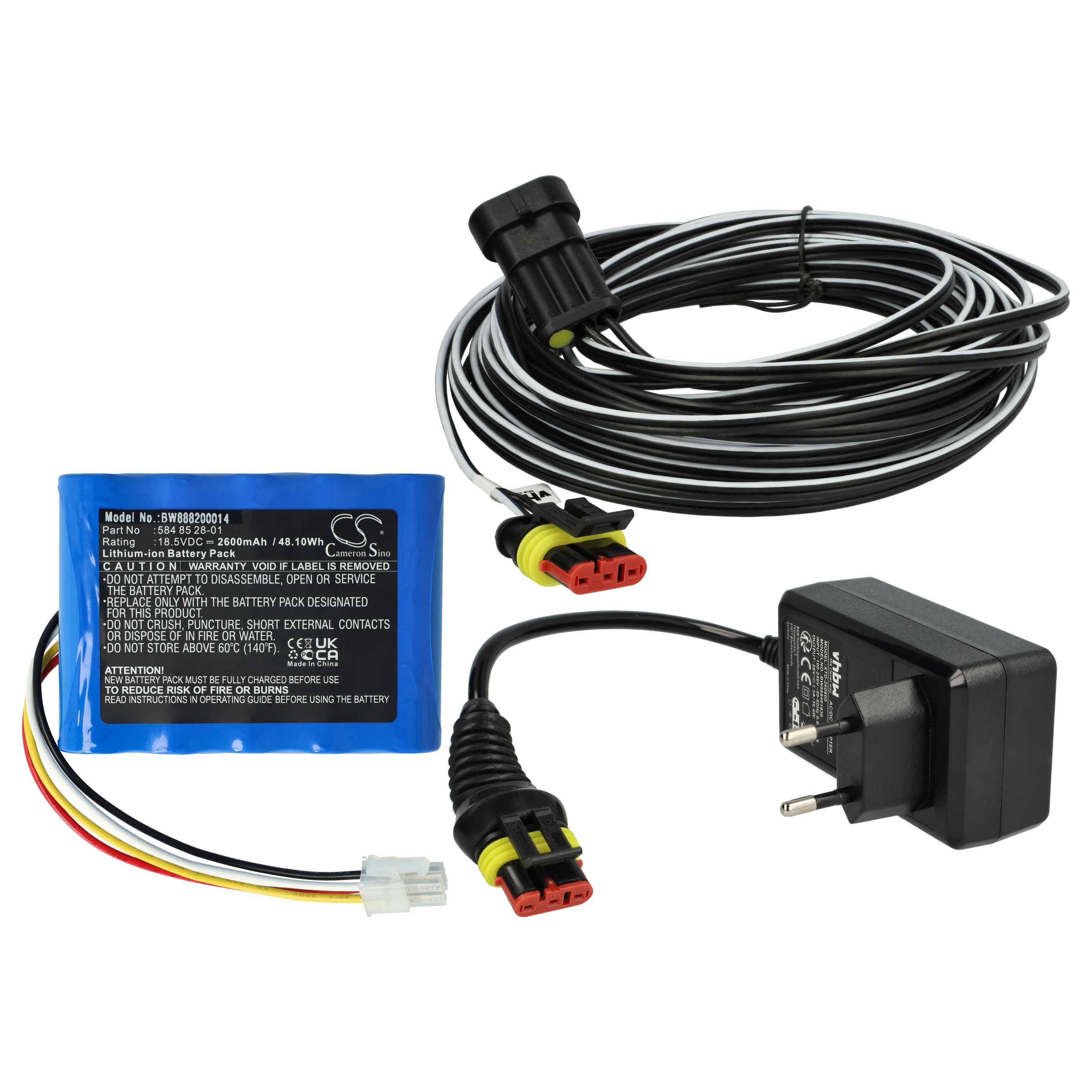alimentatore, batteria 2600 mAh, cavo da 10 m sostituisce Gardena 00057-98.251.01 per McCulloch