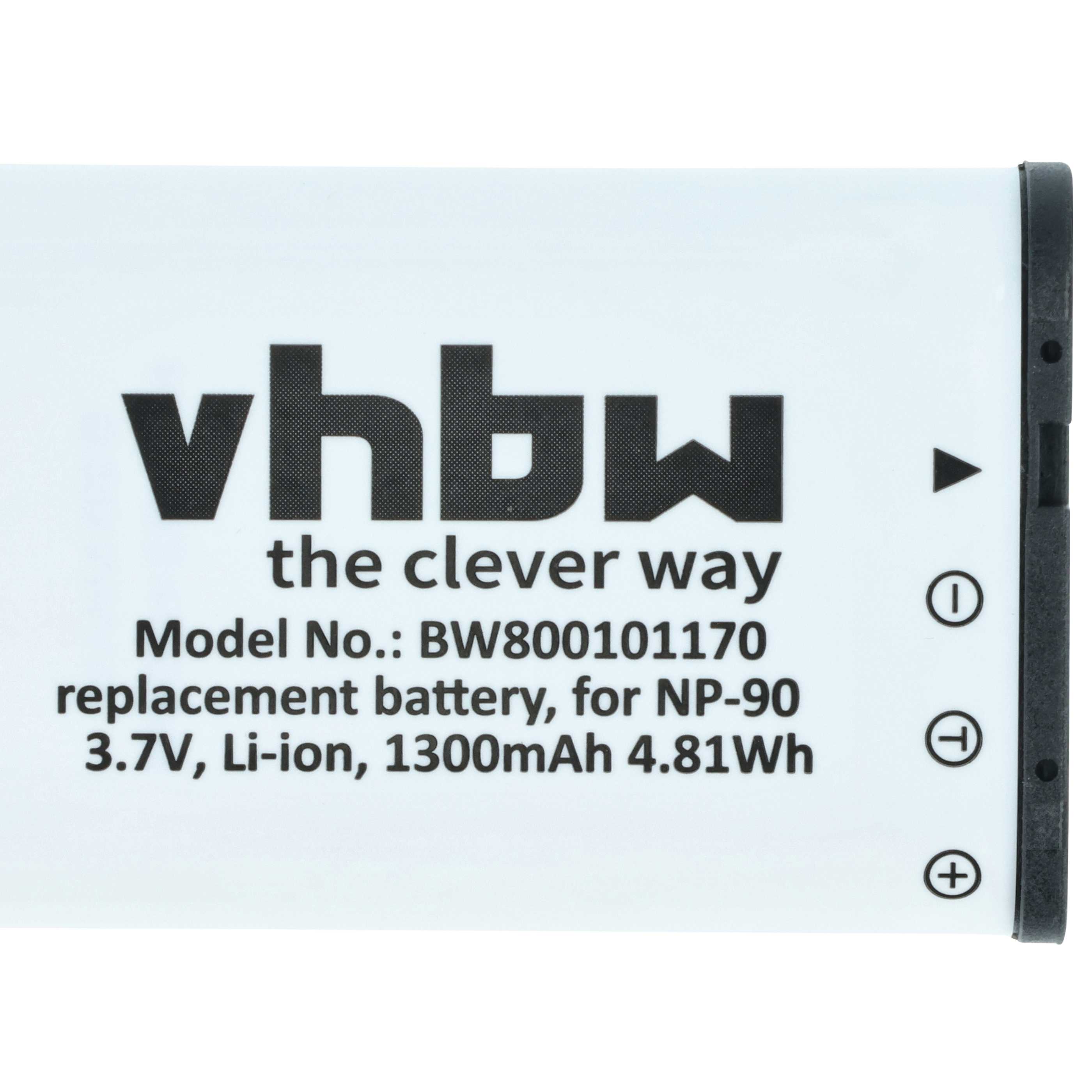 3x Battery replaces Casio NP-90 - 1300mAh, 3.6V, Li-Ion
