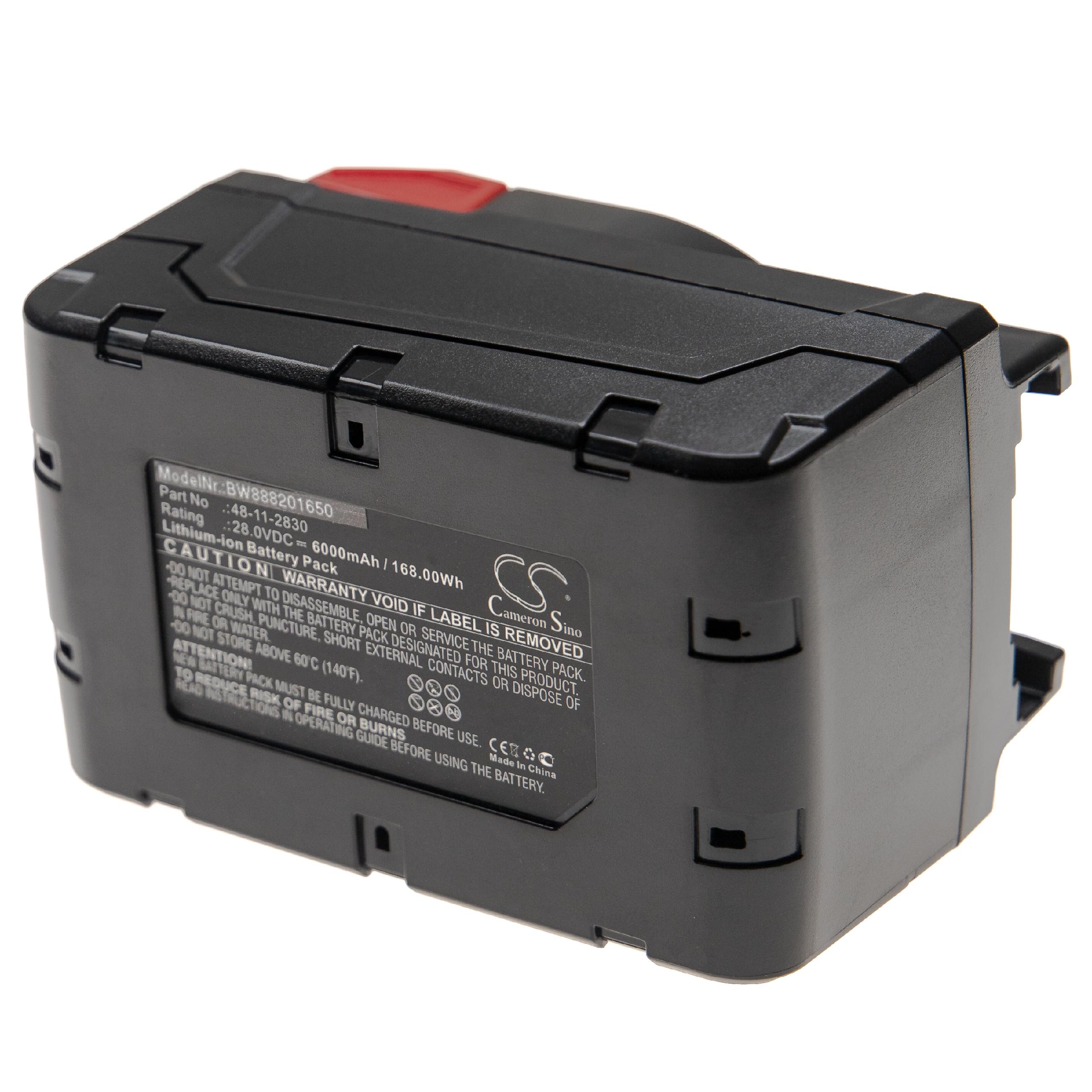 Electric Power Tool Battery Replaces AEG / Milwaukee 48-11-2830, 48-11-1830 - 6000 mAh, 28 V, Li-Ion