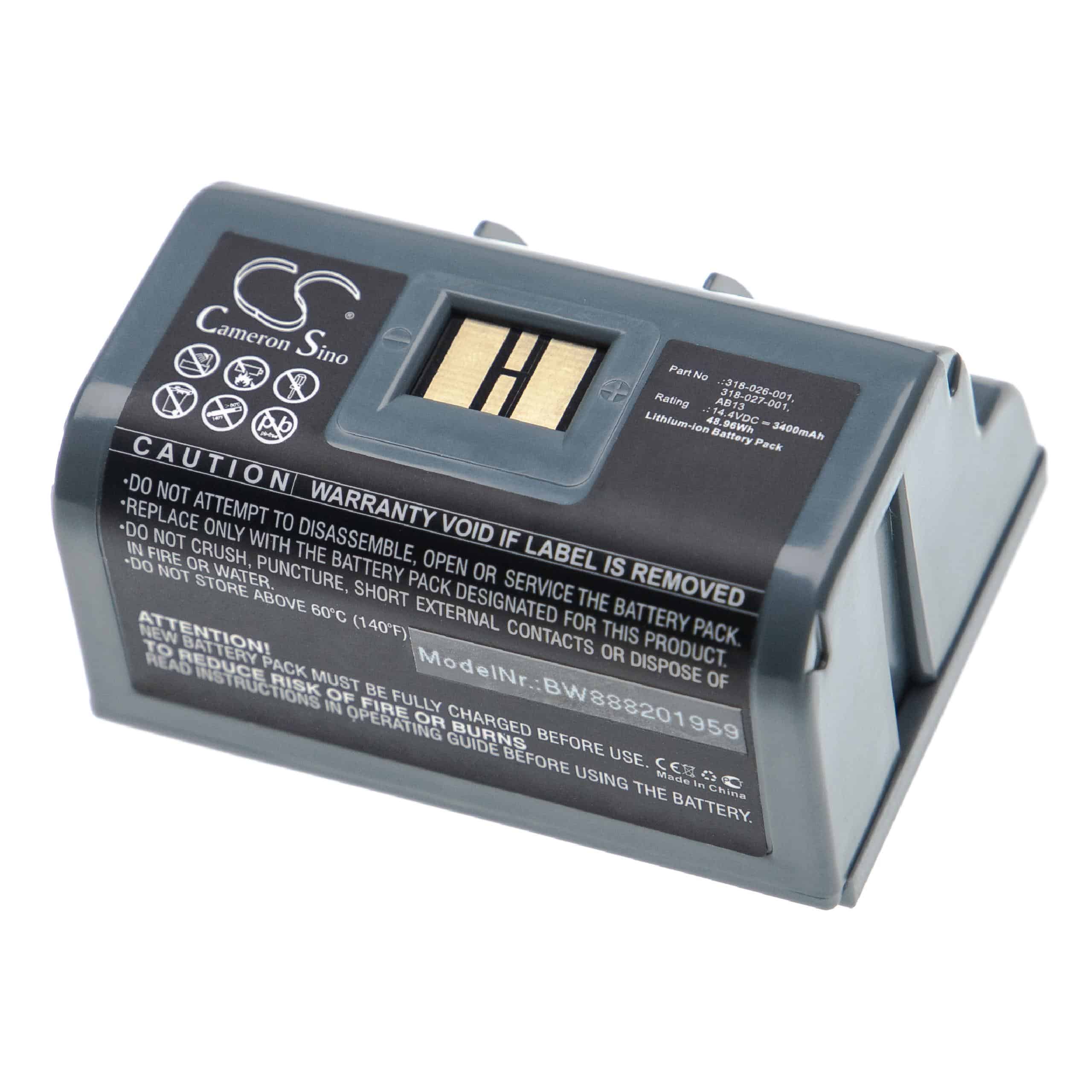 Batería reemplaza Intermec 318-026-001, 318-026-003 para impresora Honeywell - 3400 mAh 14,4 V Li-Ion
