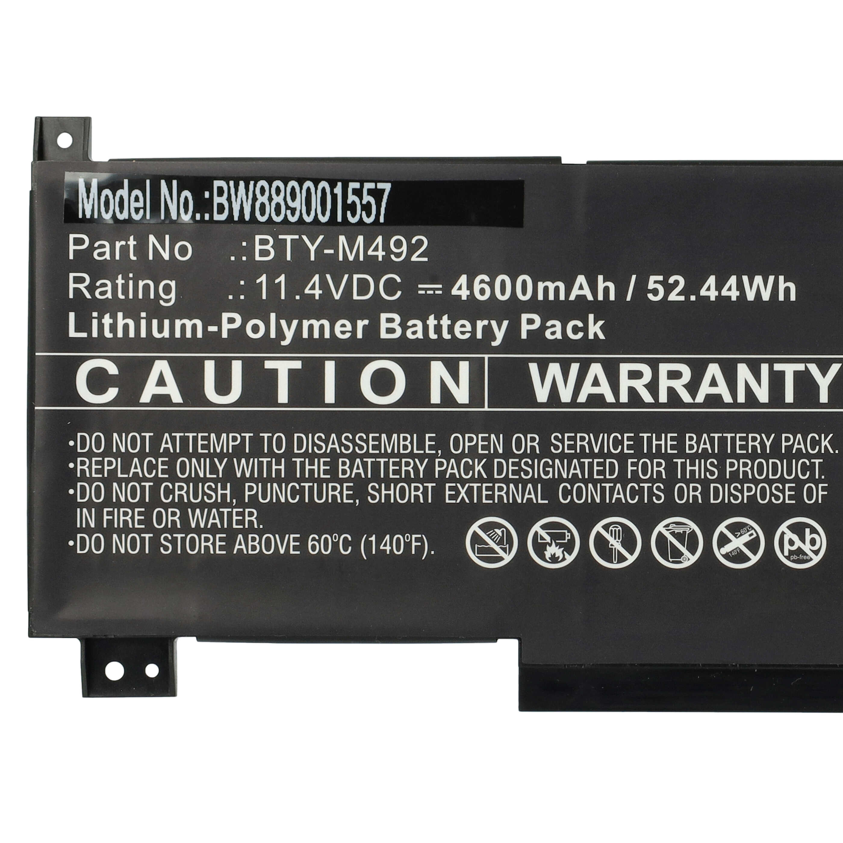Akumulator do laptopa zamiennik MSI BTY-M492 - 4600 mAh 11,4 V LiPo, czarny