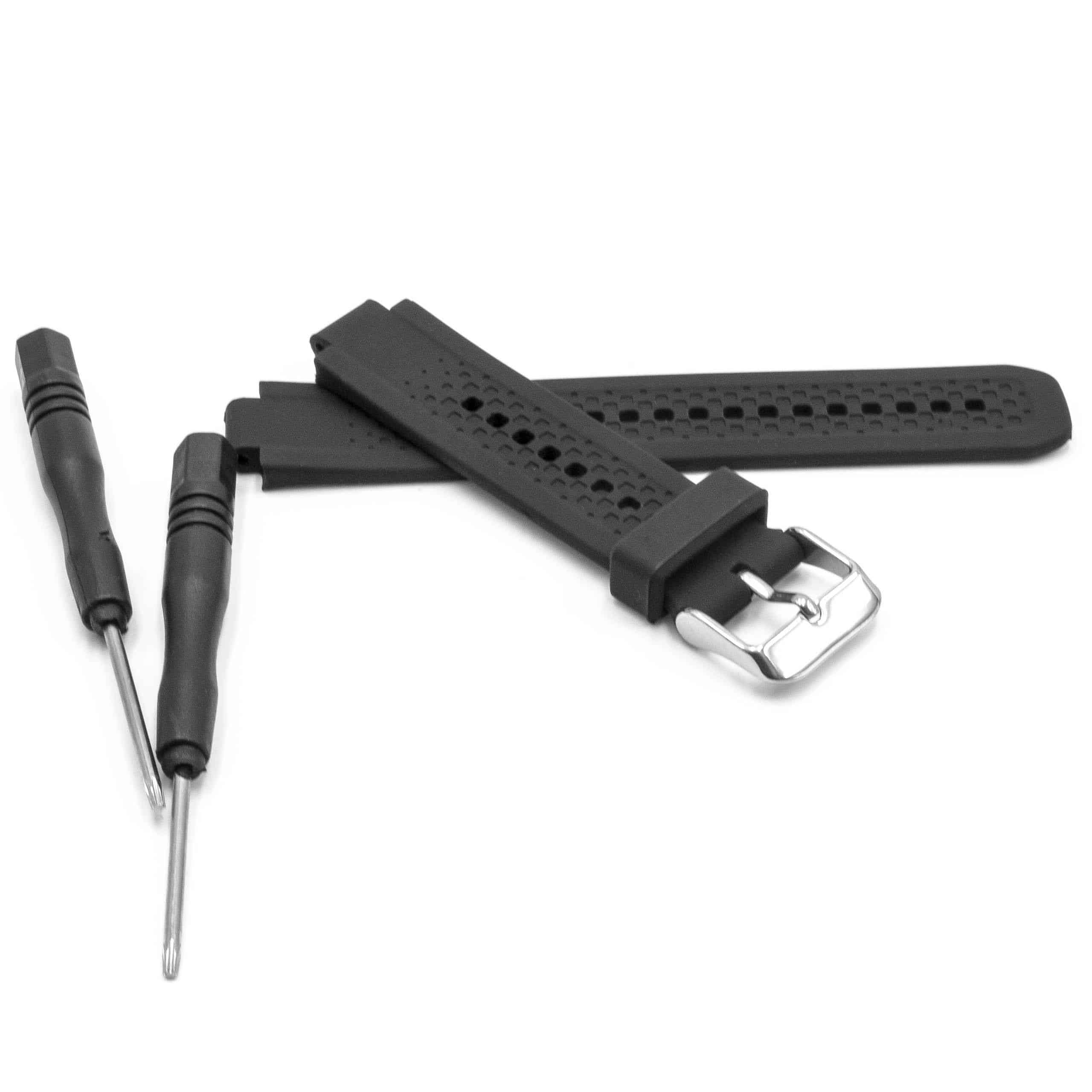 Armband S Damen für Garmin Forerunner Smartwatch - 10,8cm + 8,6 cm lang, 18mm breit, Silikon, schwarz