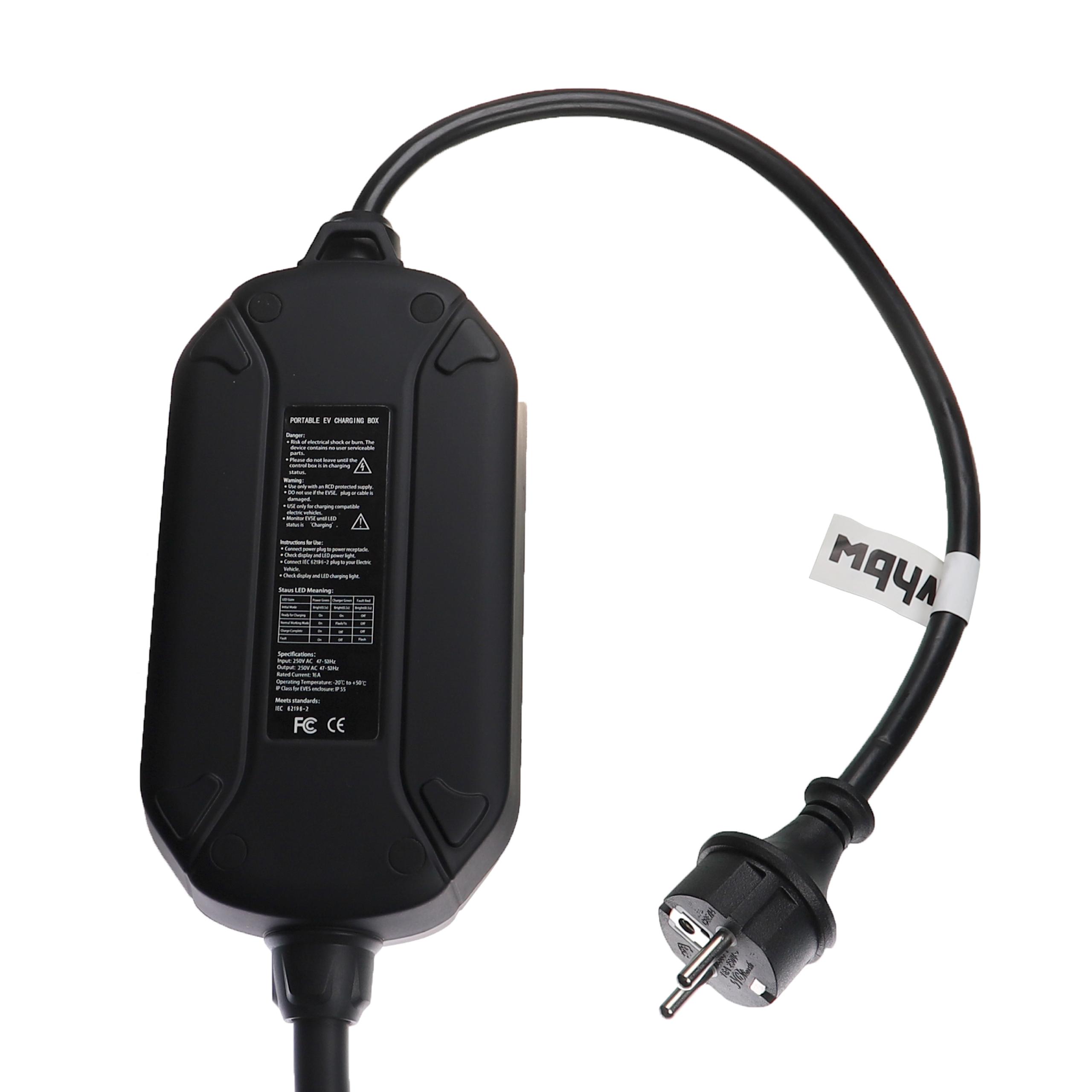 Câble de recharge pour voiture électrique et hybride Plug-in - Type 2 vers type F, monophasé, 16 A, 3,5 kW, 7 