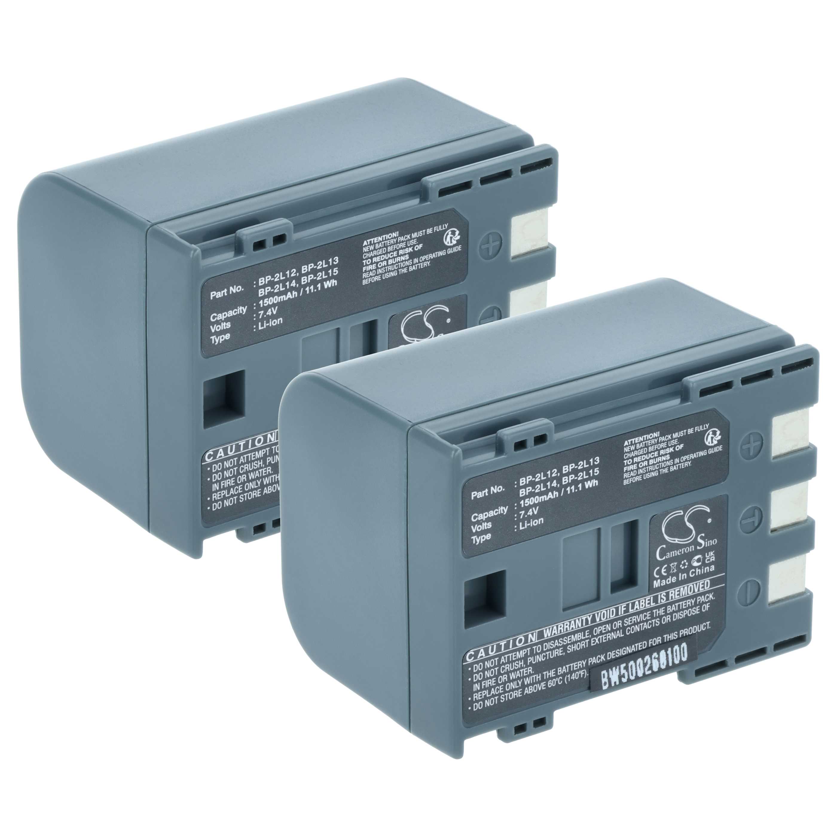 Videocamera 2x Battery replaces Canon BP-2L12, BP-2L, BP-2L14 - 1200 mAh 7.2 V Li-Ion
