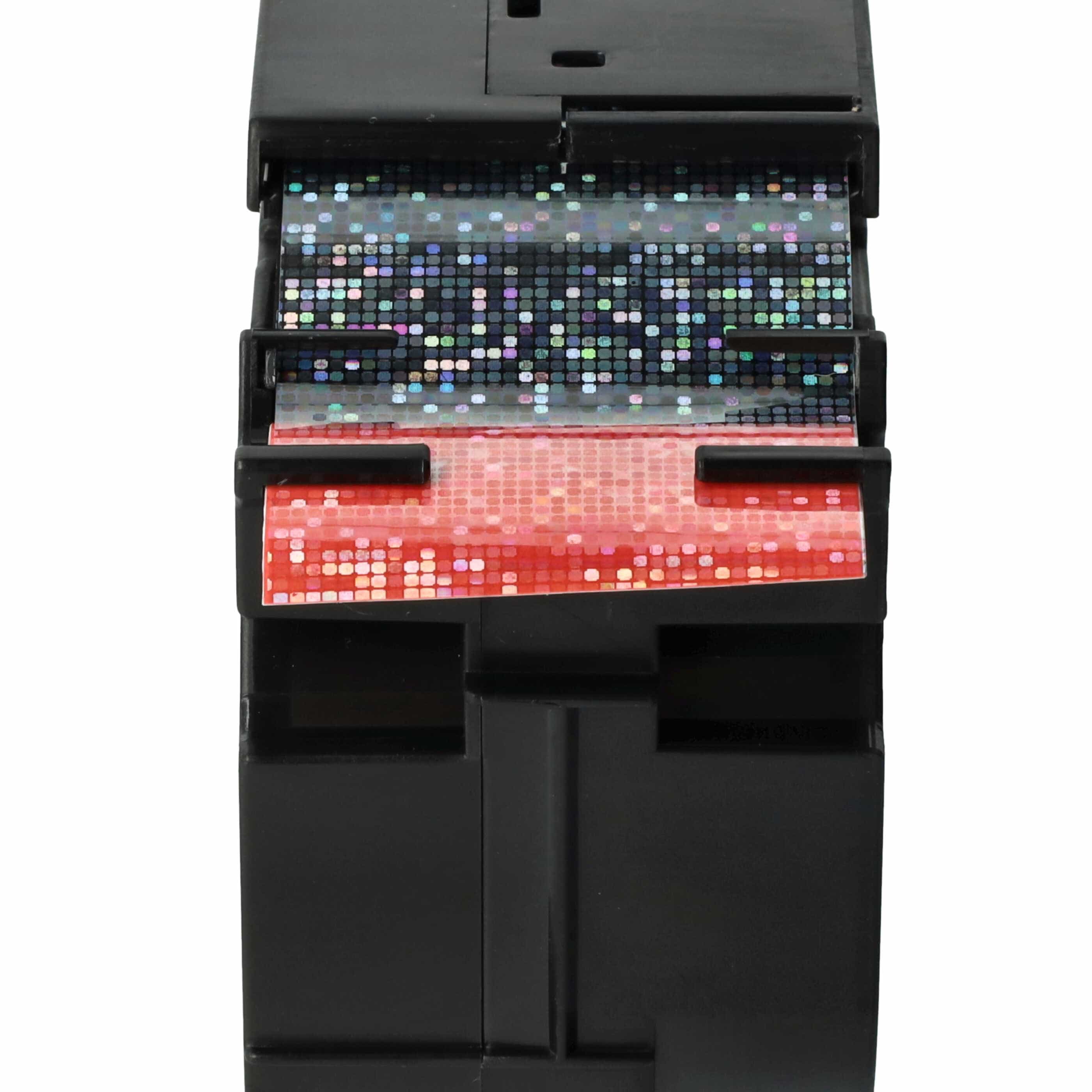 Label Tape as Replacement for Brother TZE-461L1 - 36 mm Black to Red (Glitter)