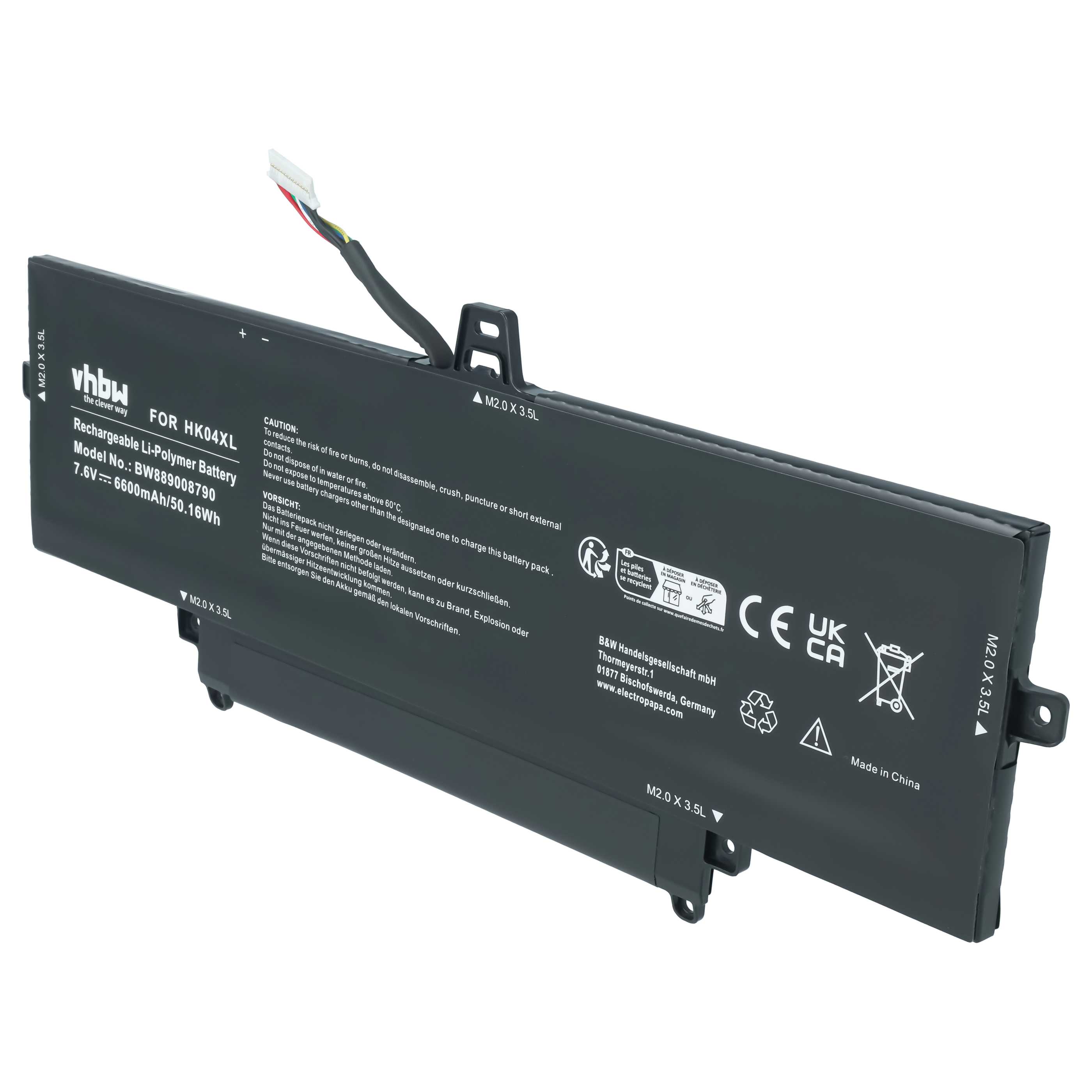 Notebook Battery replaces HP HK04XL, L84352-005, HSTNN-IB9J, L83796-171 - 6600 mAh 7.6 V Li-polymer