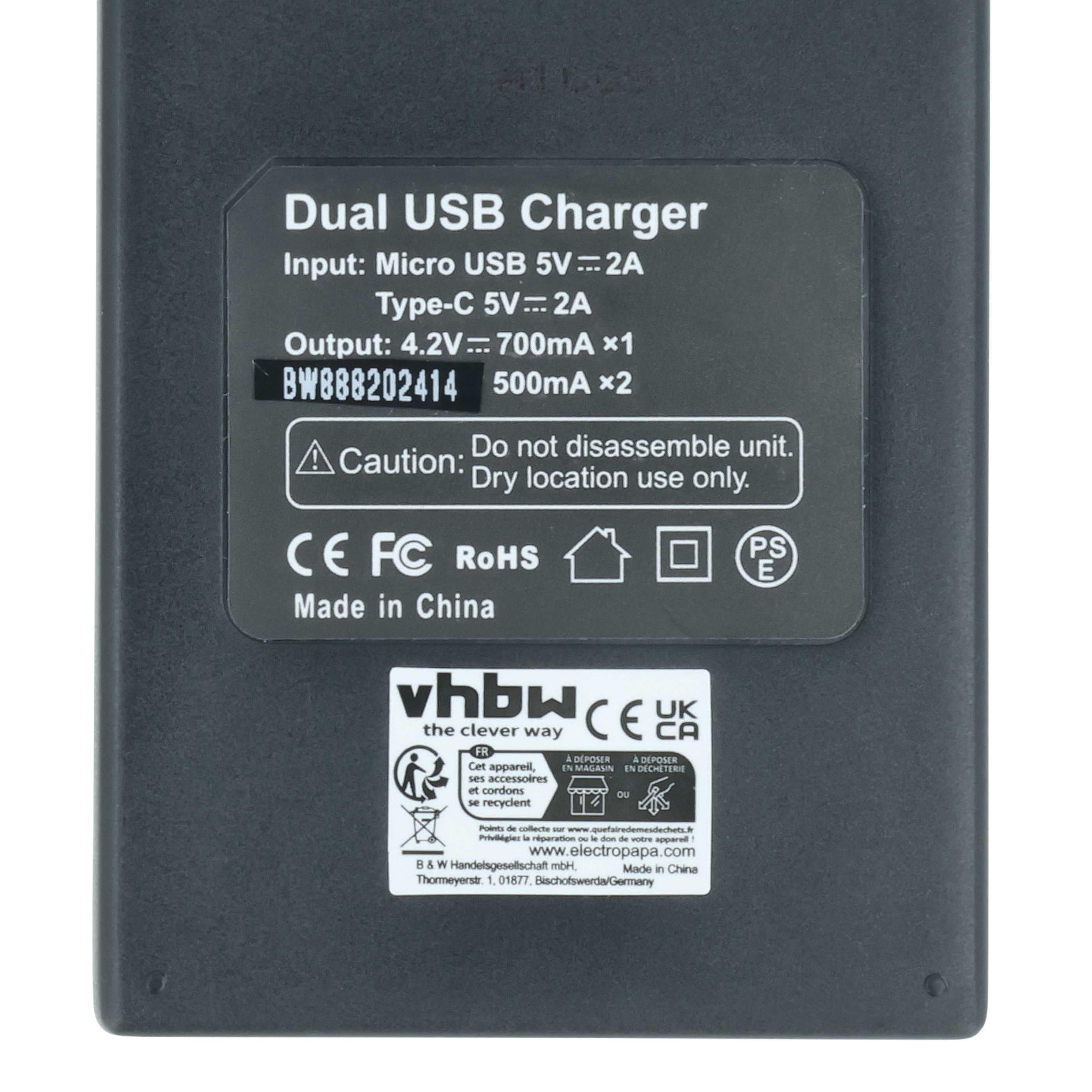 Battery Charger replaces Sony BC-CSXB, BC-DCY for Hasselblad Digital Camera etc. - 0.5 A, 4.2 V