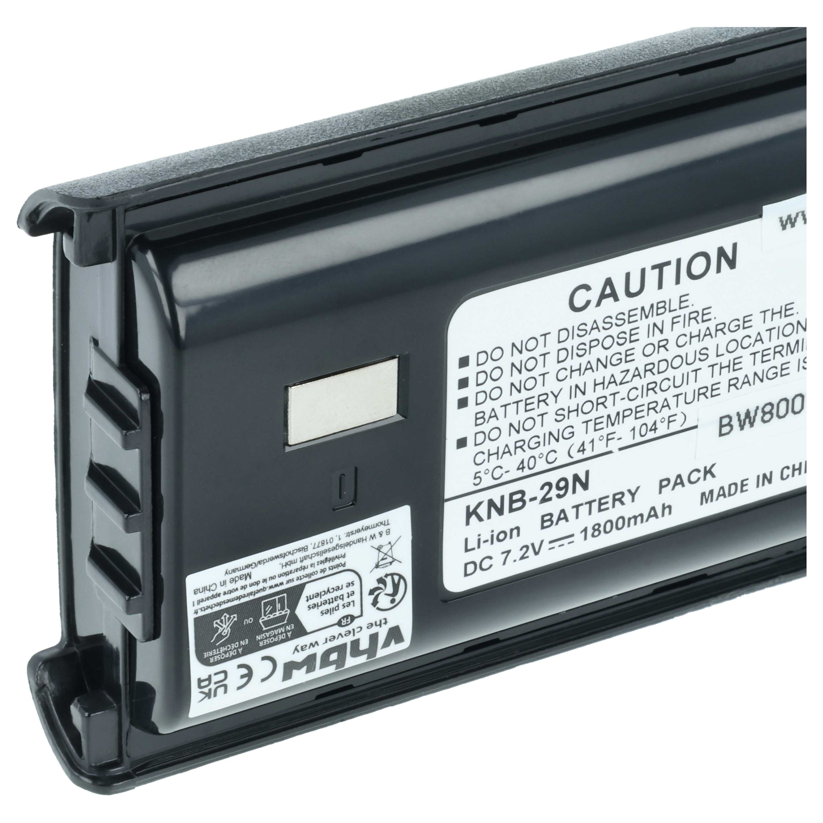 Batteria sostituisce Kenwood BPKNB45LI, BPKNB29MHXT-1, BPKNB29MH per dispositivo radio - 1800mAh 7,4V Li-Ion