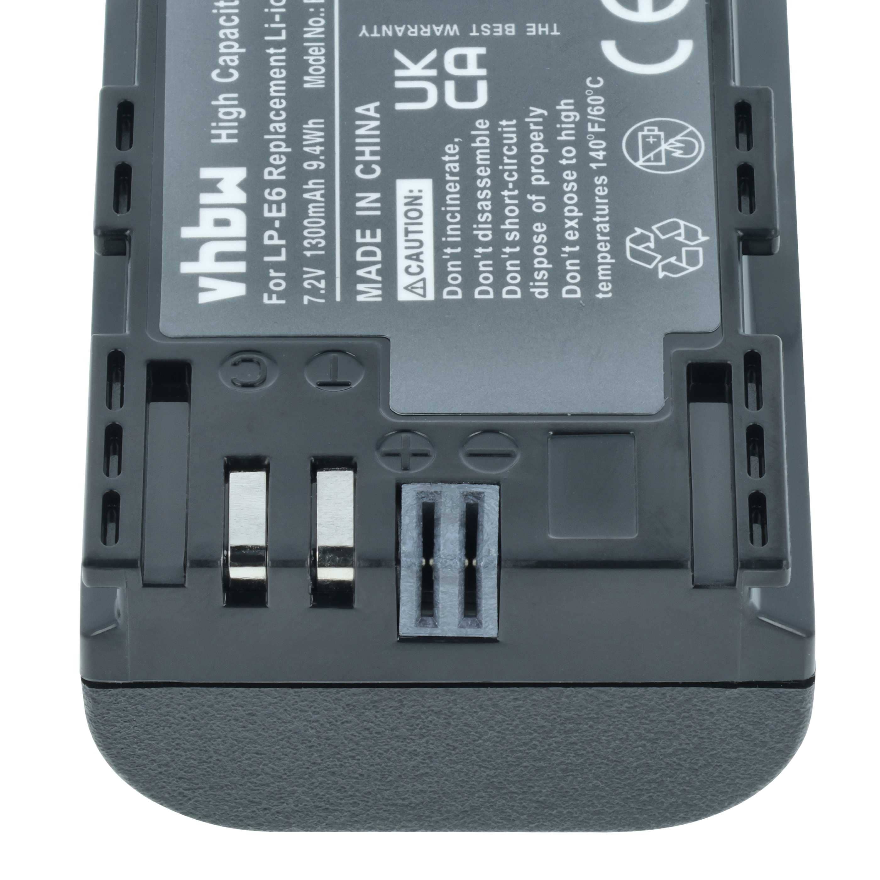 2x Battery replaces Canon LP-E6 - 1300mAh, 7.4V, Li-Ion with Info Chip