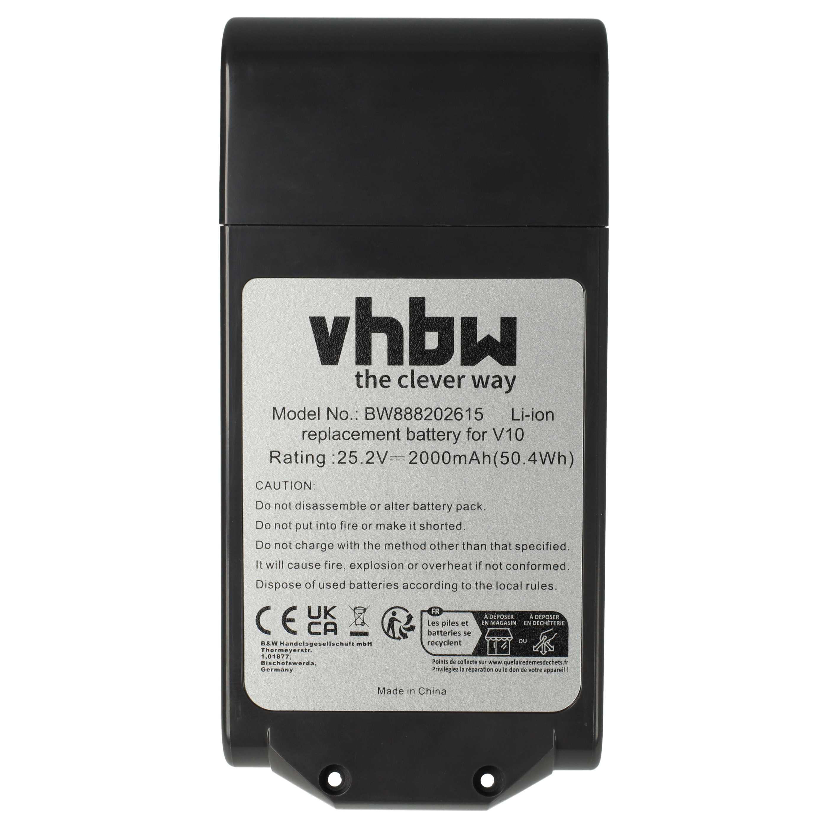Batterie remplace Dyson SV12, 969352-07, 206340 pour aspirateur Dyson - 2000mAh 25,2V Li-ion