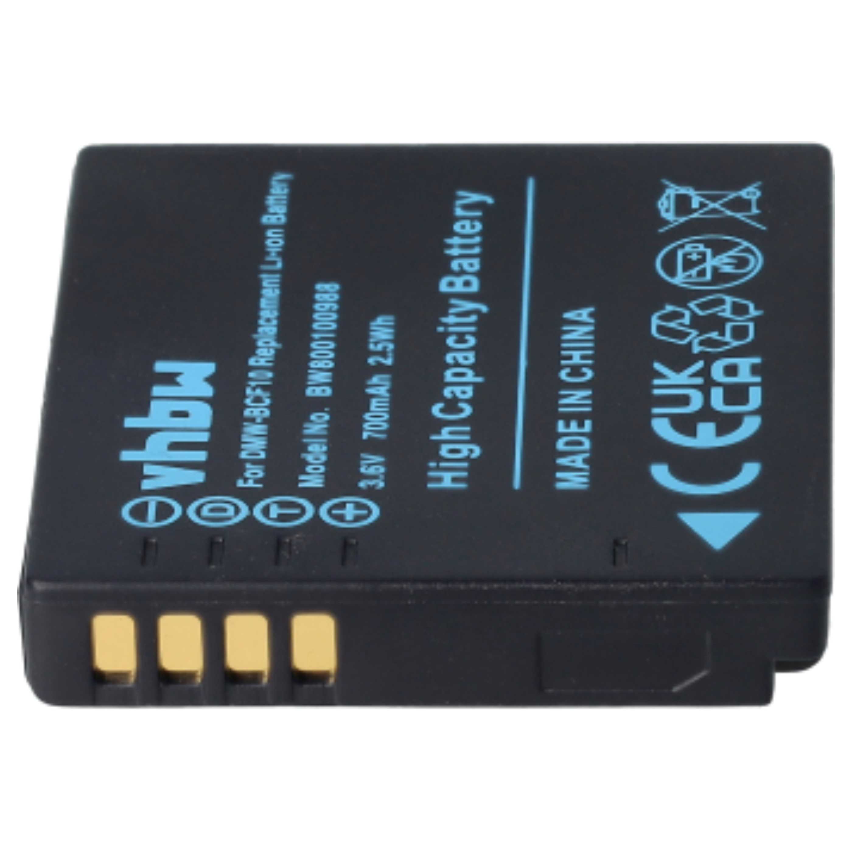 2x Battery replaces Panasonic DMW-BCF10E, DMW-BCF10 - 1000mAh, 3.6V, Li-Ion
