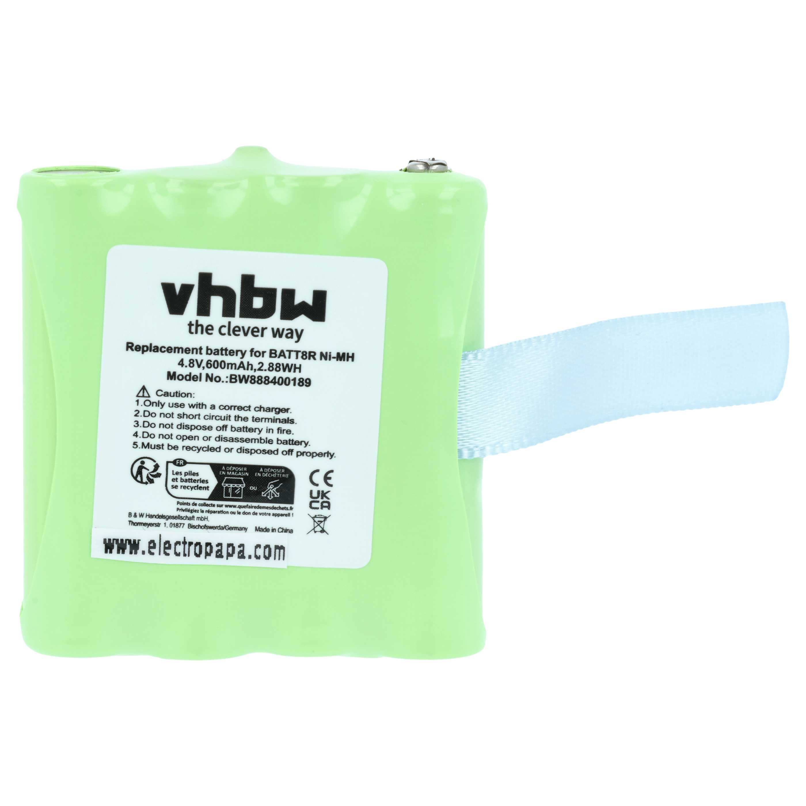 Radio 5x Battery replaces BATT8R, KEBT072A, KEBT-072-A - 600 mAh 4.8 V NiMH