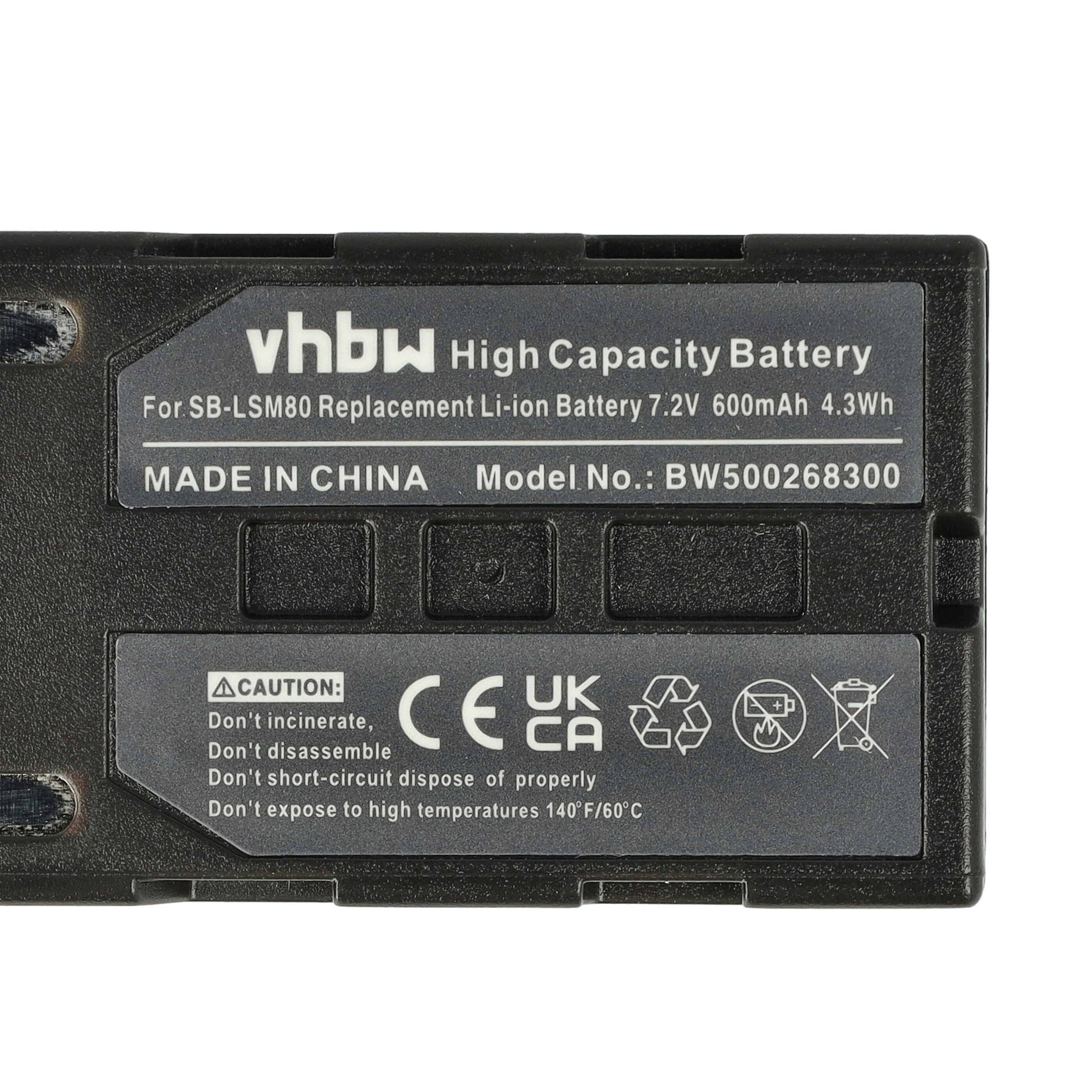 Videocamera 2x Battery replaces Samsung SB-LSM160, SB-LSM320, SB-LSM80 - 600 mAh 7.2 V Li-Ion
