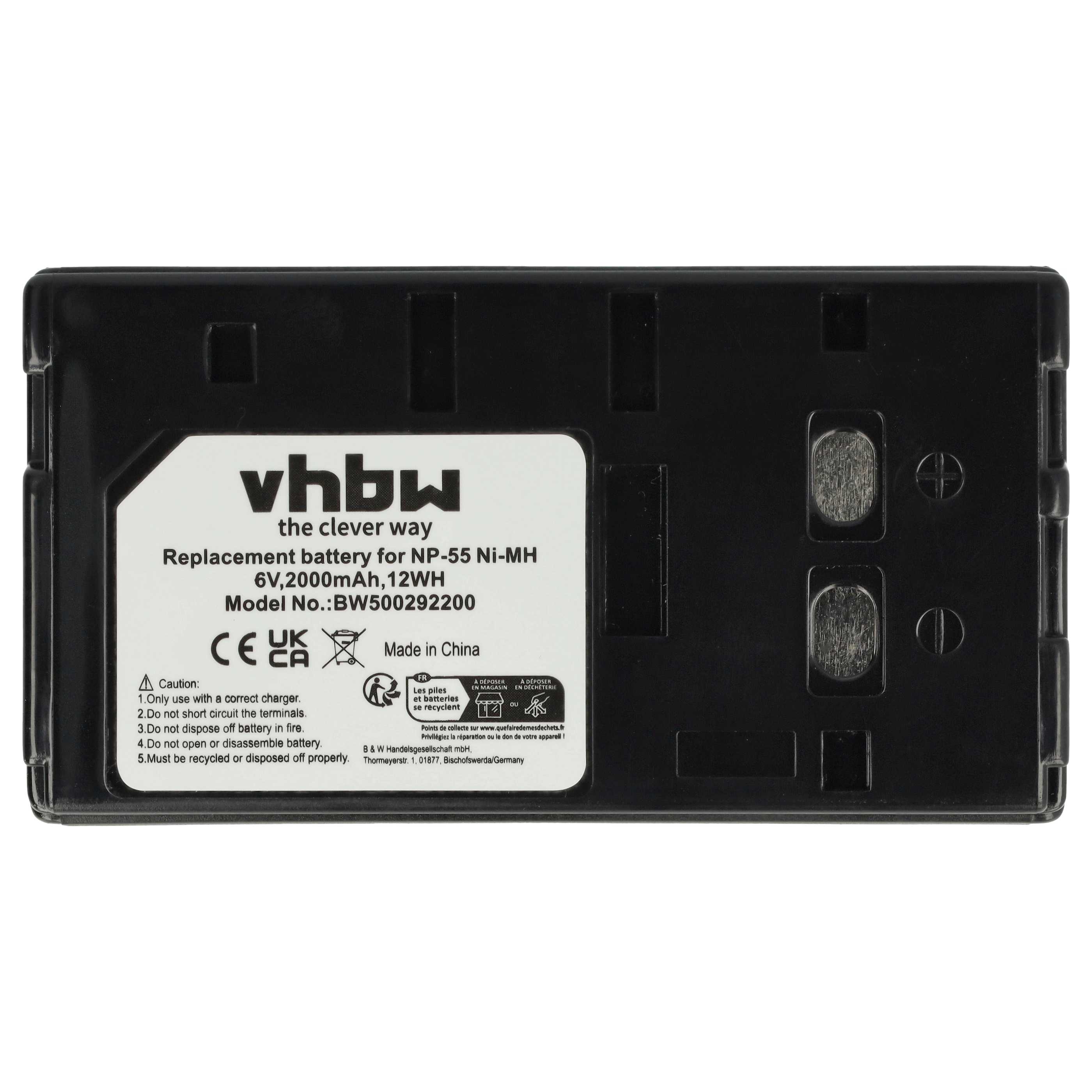 Videocamera 2x Battery replaces JVC BN-V65U, BN-V50U, BN-V25U, BN-V22U - 2000 mAh 6 V NiMH