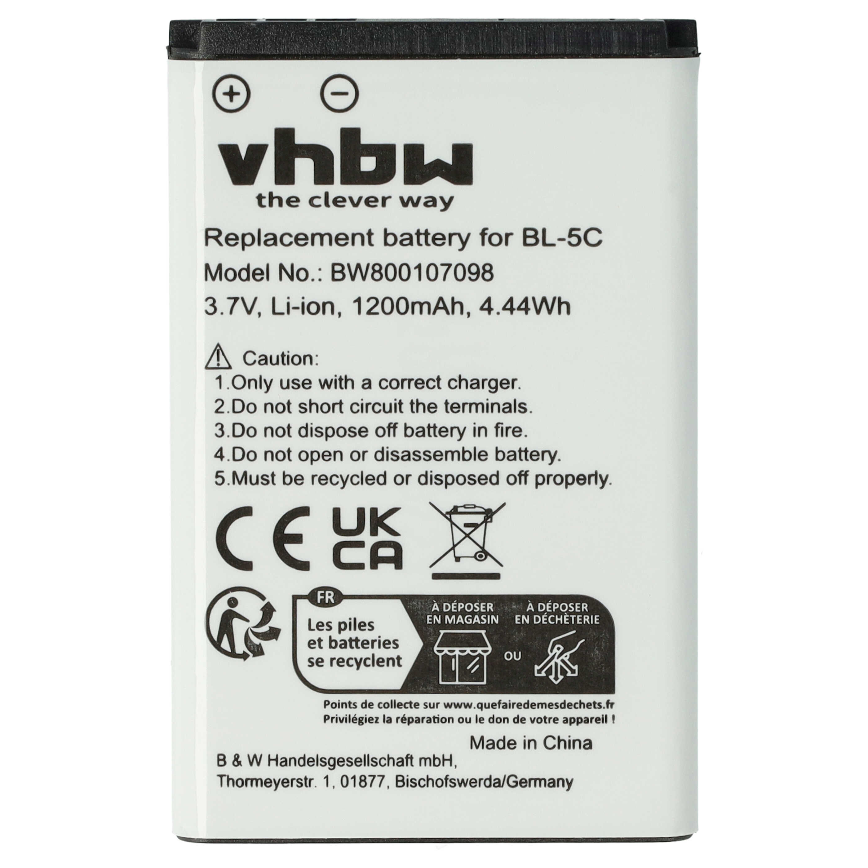 Mobile Phone Battery Replacement for Blu C533457105T - 1200mAh 3.7V Li-Ion