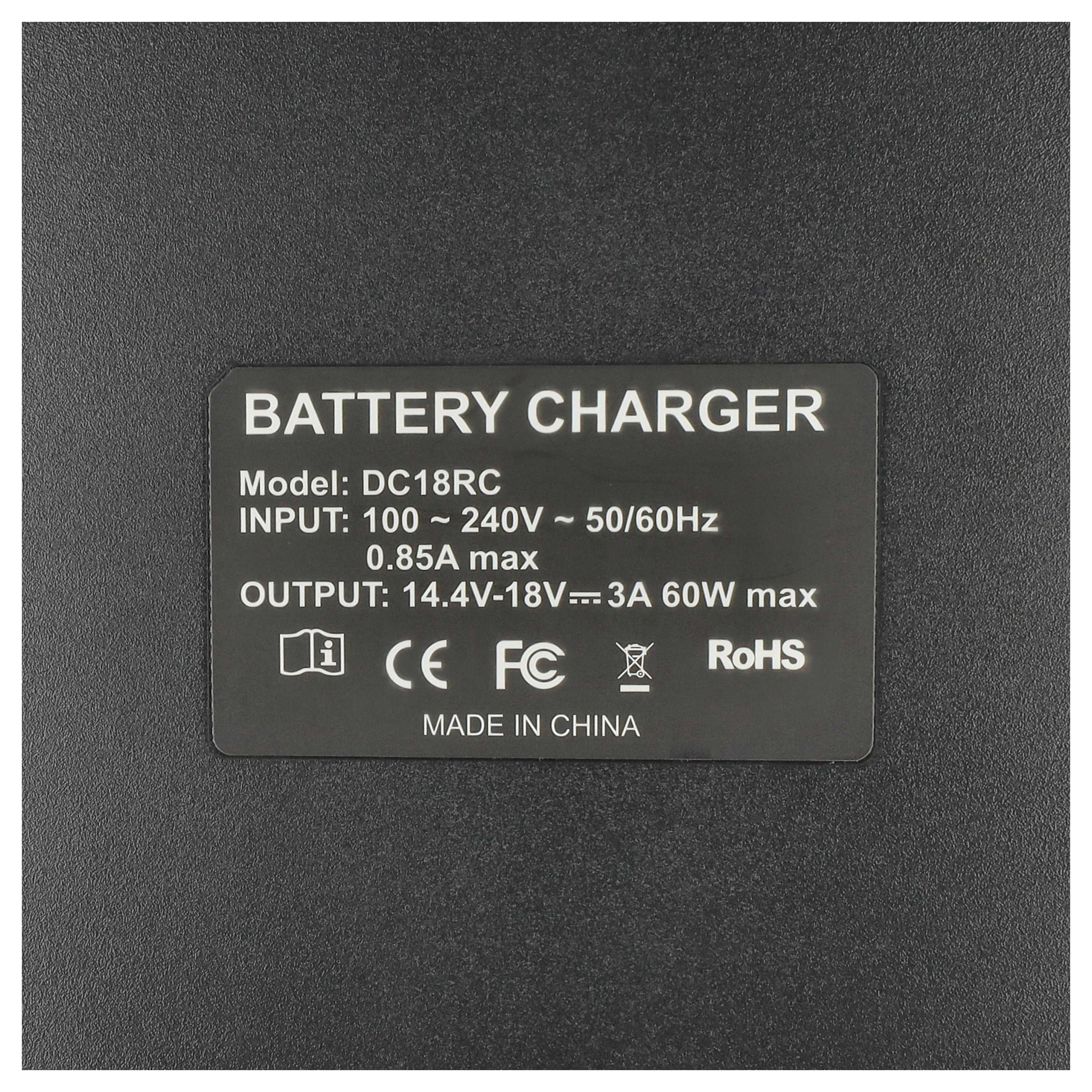 Charger replaces Makita DC18RC, DC18SD, DC18 for Dolmar Power Tool Batteries etc. Li-Ion 14.4 V / 18 V