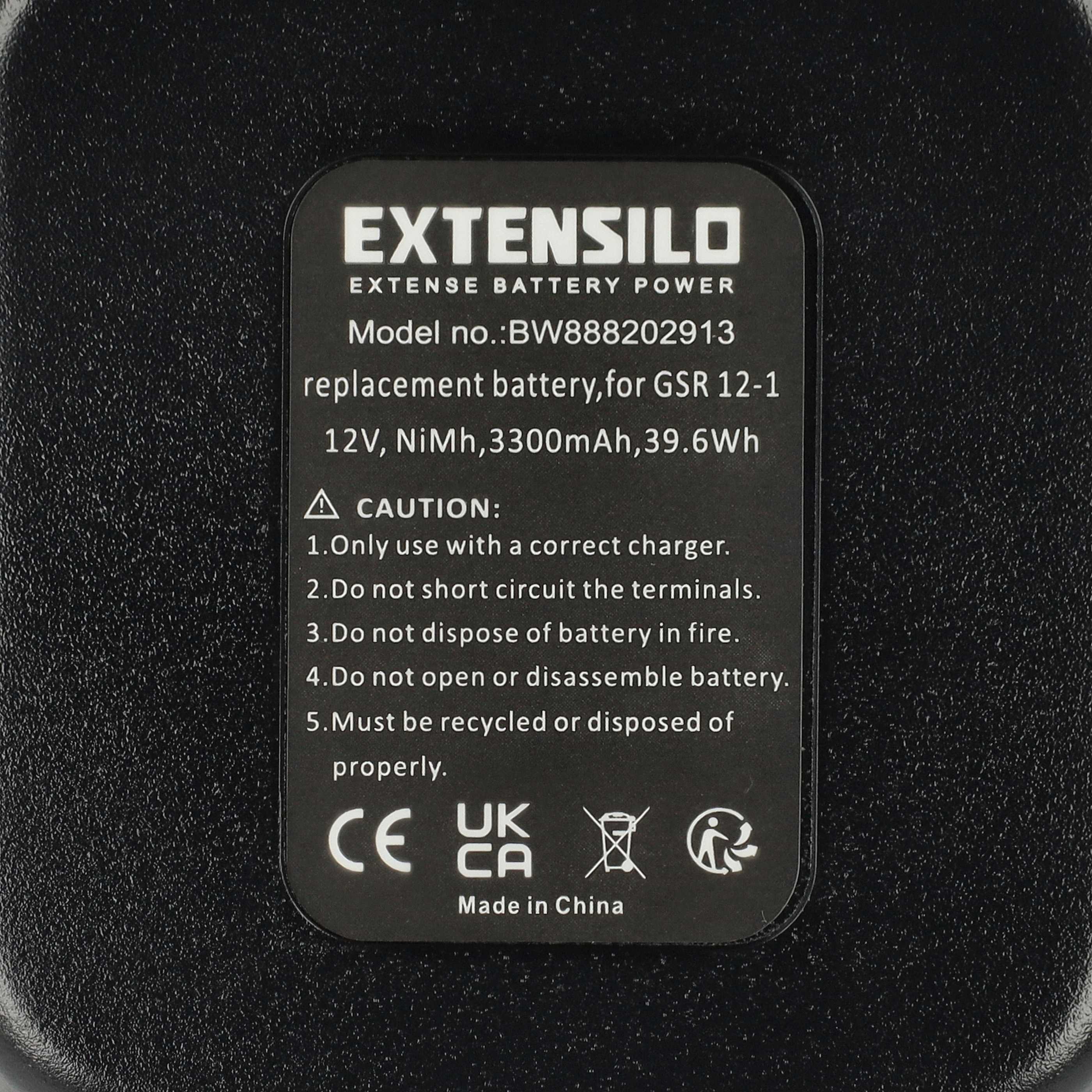 3x Battery replaces Bosch 2 607 335 261, 2 60 7335 249 Electric Power Tool - 3300 mAh, 12 V, NiMH