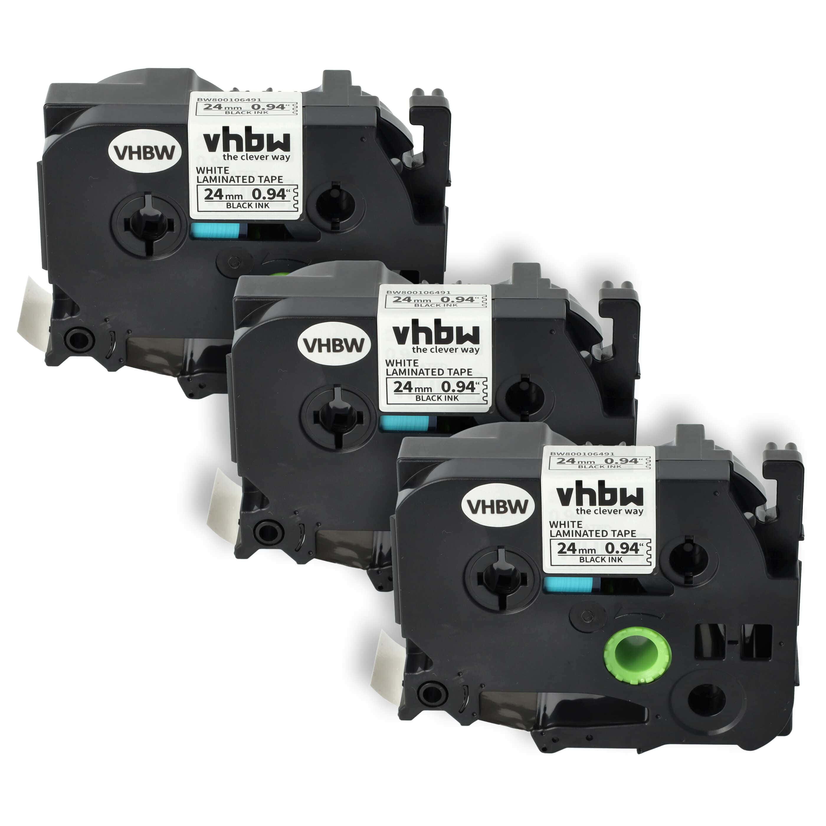 3x Label Tape replaces Brother TZ-251, TZE-251 - 24 mm Black to White