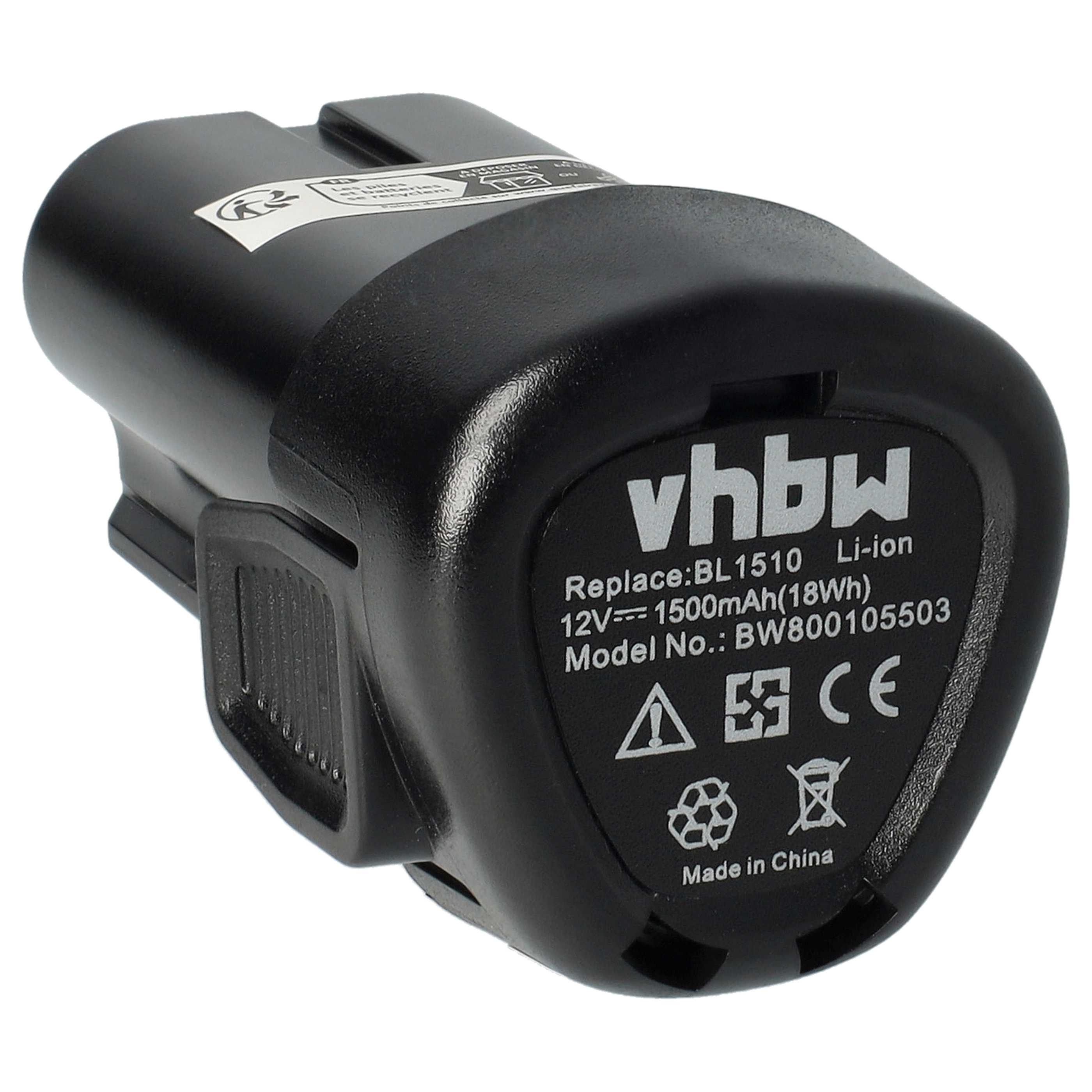 2x Battery replaces Black & Decker BL1110, BL1310, BL1510, LB12 Electric Power Tool - 1500 mAh, 12 V, Li-Ion
