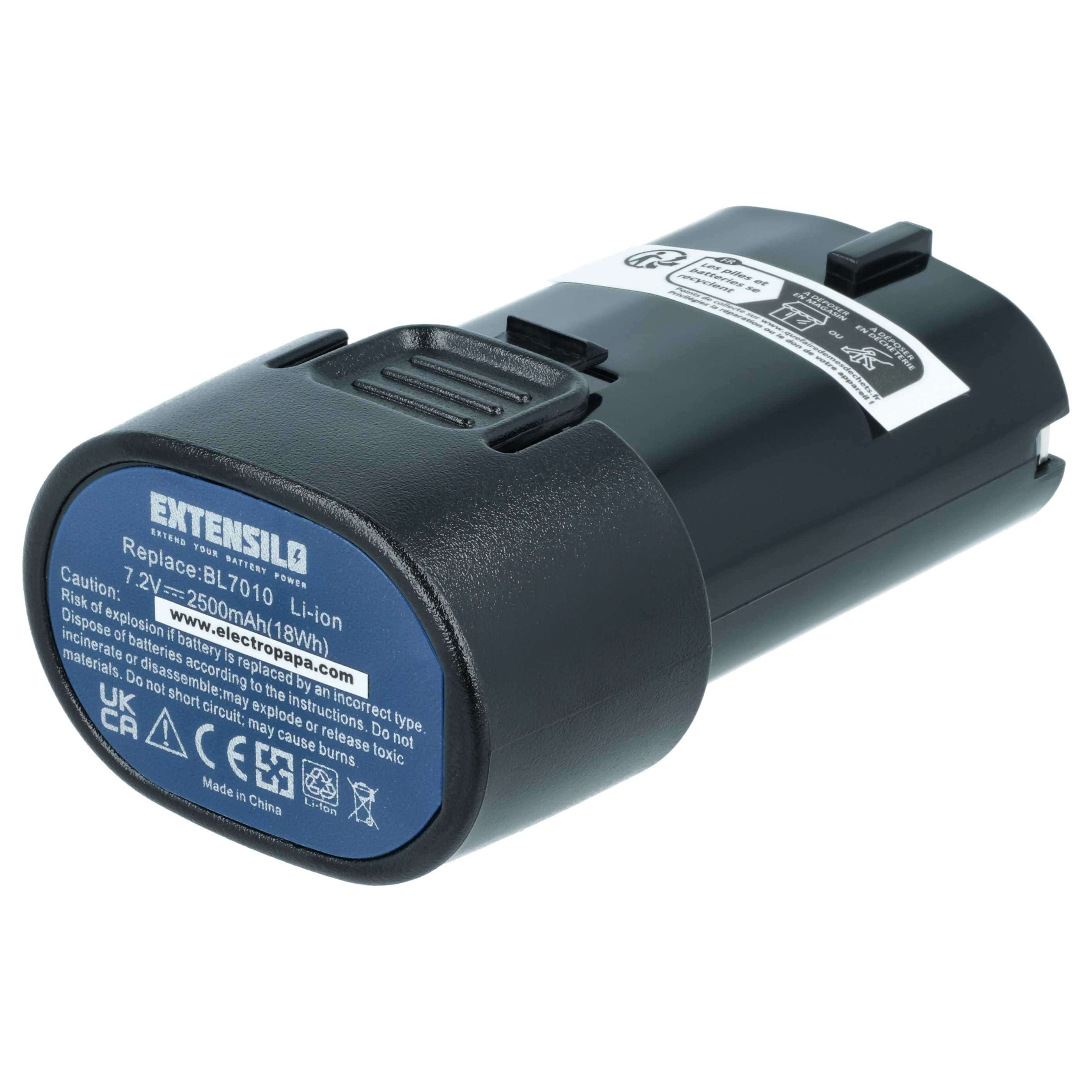 Battery replaces Makita BL7010, 194356-2, 194355-4 Electric Power Tool - 2500 mAh, 7.2 V, Li-Ion