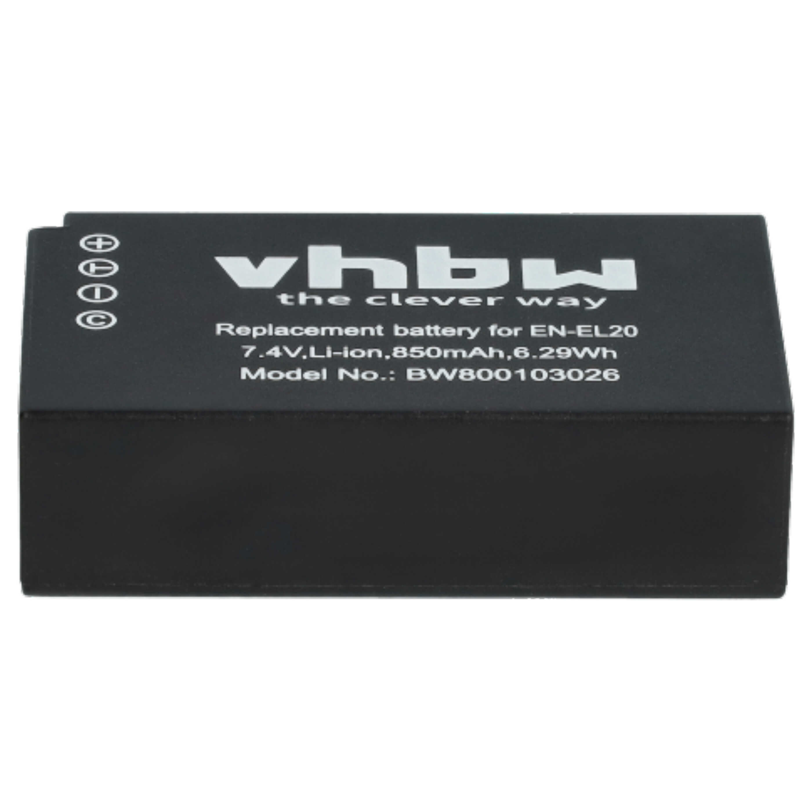 3x Battery replaces Nikon EN-EL20a, EN-EL20 - 850mAh, 7.4V, Li-Ion