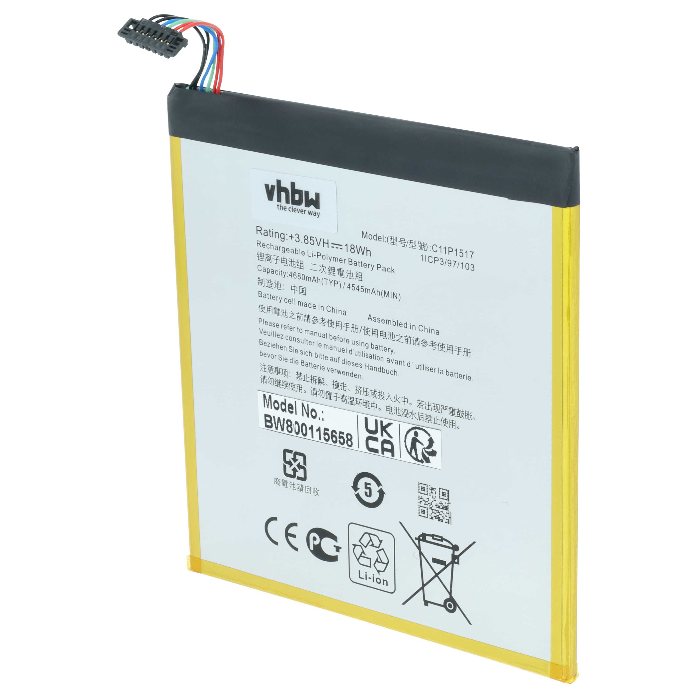 Batteria per tablet sostituisce Asus C11P1517, 0B200-01580200 - 4650mAh 3,85V Li-Poly
