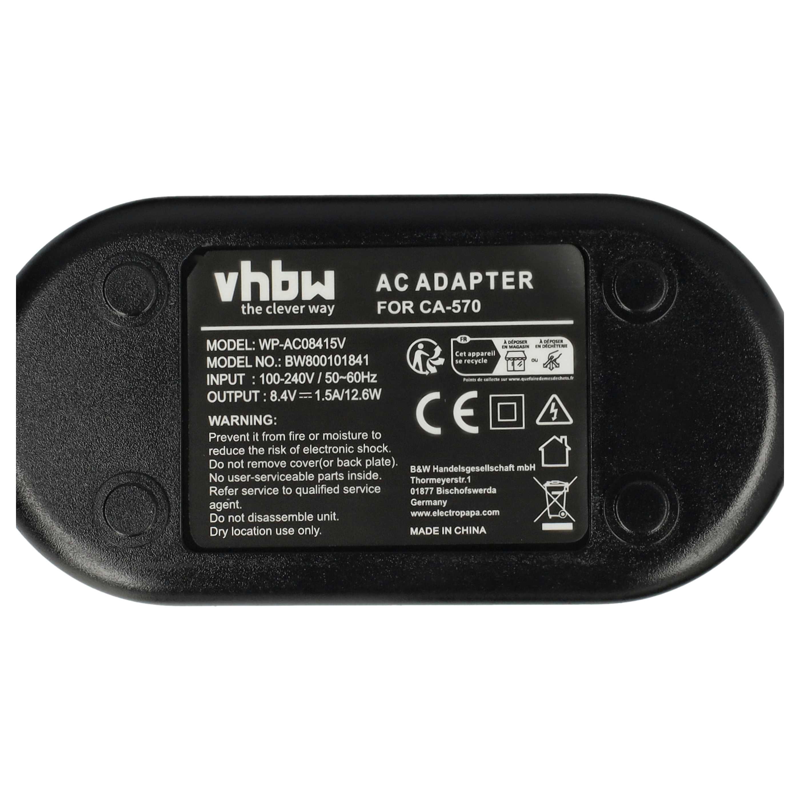 Power Supply replaces CA-570K CA570 CA570K CA-570 for Camera - 2 m, 8.4 V 1.5 A
